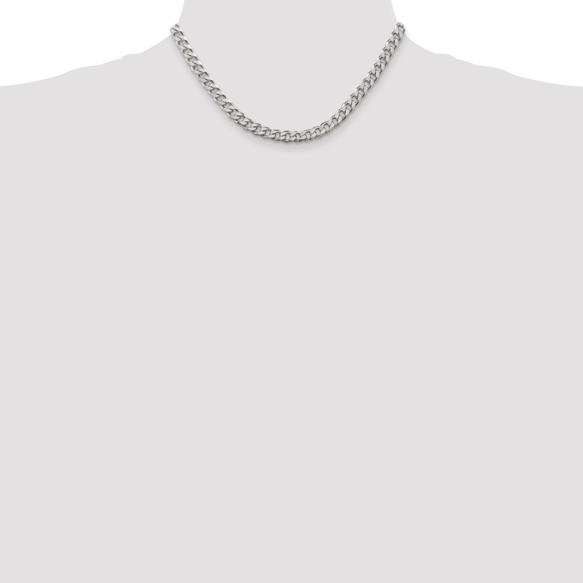 Sterling Silver Rhodium-plated 7mm Curb Chain