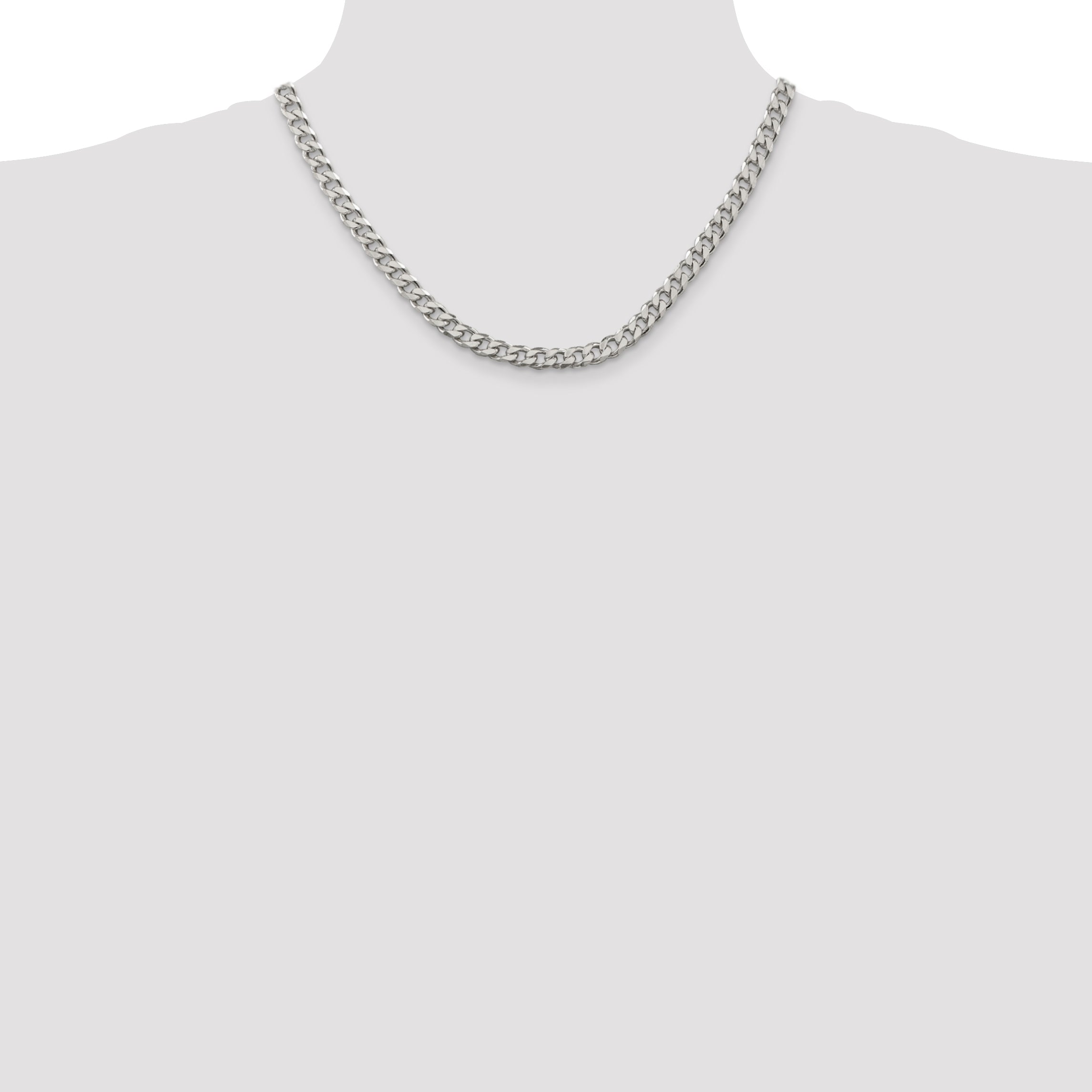 Sterling Silver Rhodium-plated 7mm Curb Chain