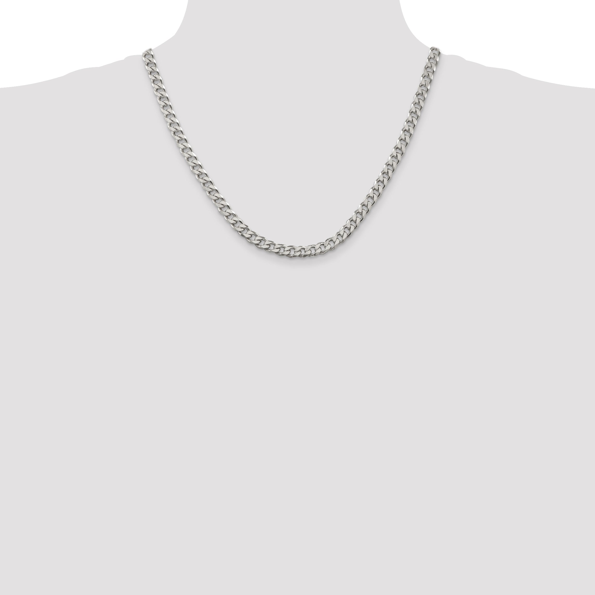 Sterling Silver Rhodium-plated 7mm Curb Chain