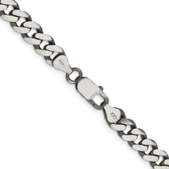 Sterling Silver Antiqued 7.5mm Curb Chain