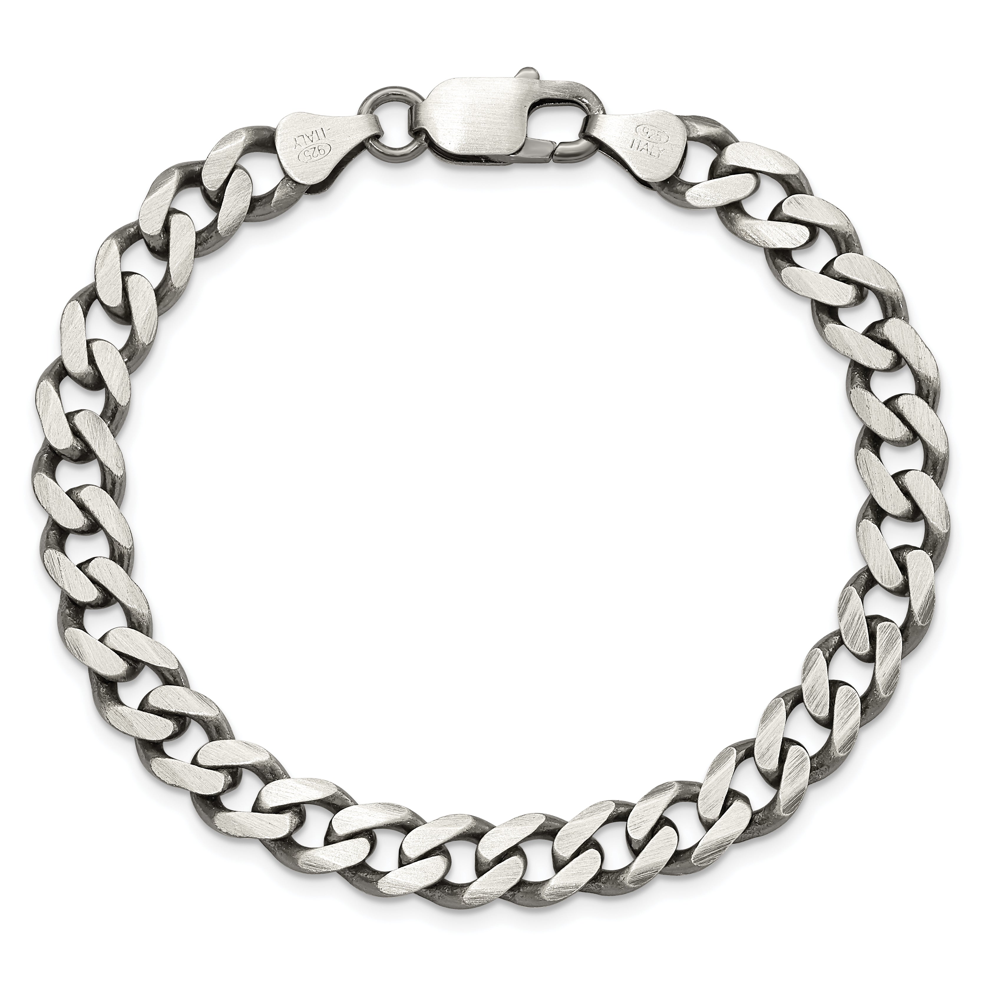 Sterling Silver Antiqued 7.5mm Curb Chain