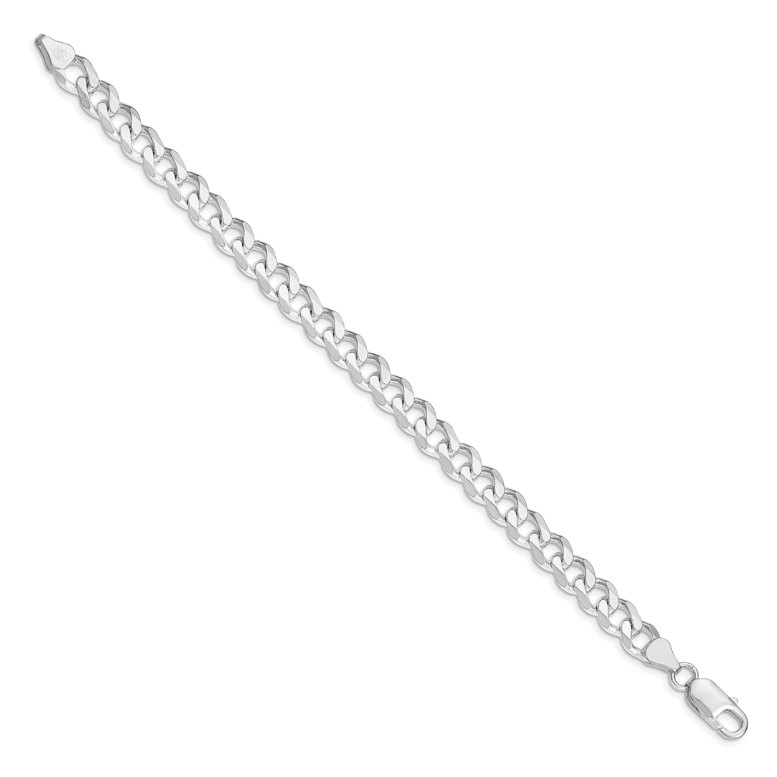 Sterling Silver Rhodium-plated 7.5mm Curb Chain