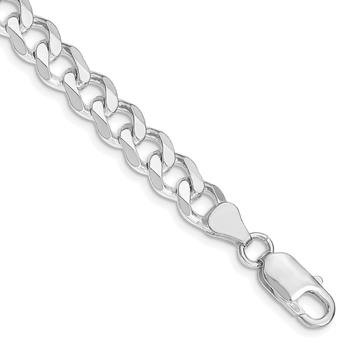 Sterling Silver Rhodium-plated 7.5mm Curb Chain