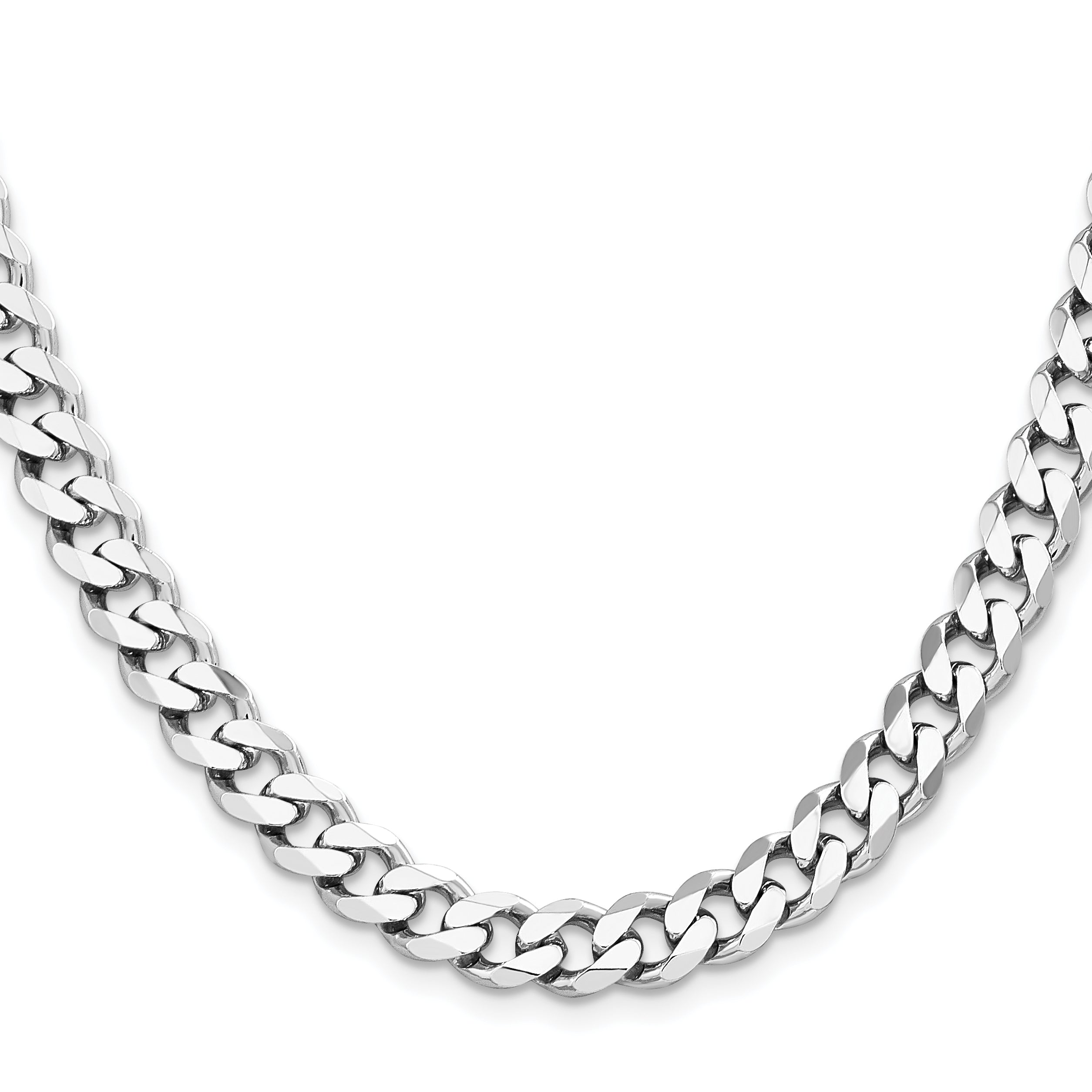 Sterling Silver Rhodium-plated 8mm Curb Chain