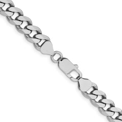 Sterling Silver Rhodium-plated 8mm Curb Chain