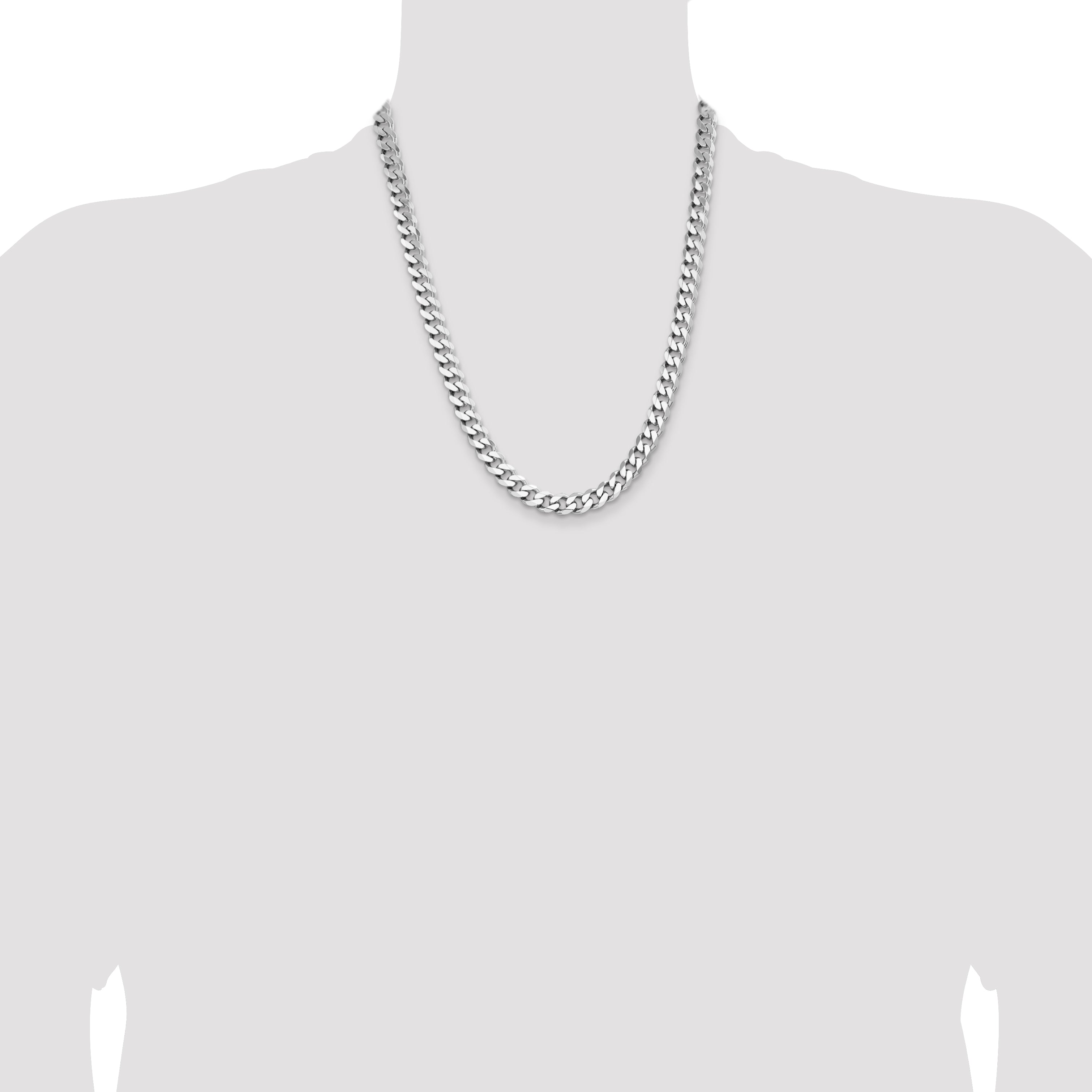 Sterling Silver Rhodium-plated 8mm Curb Chain