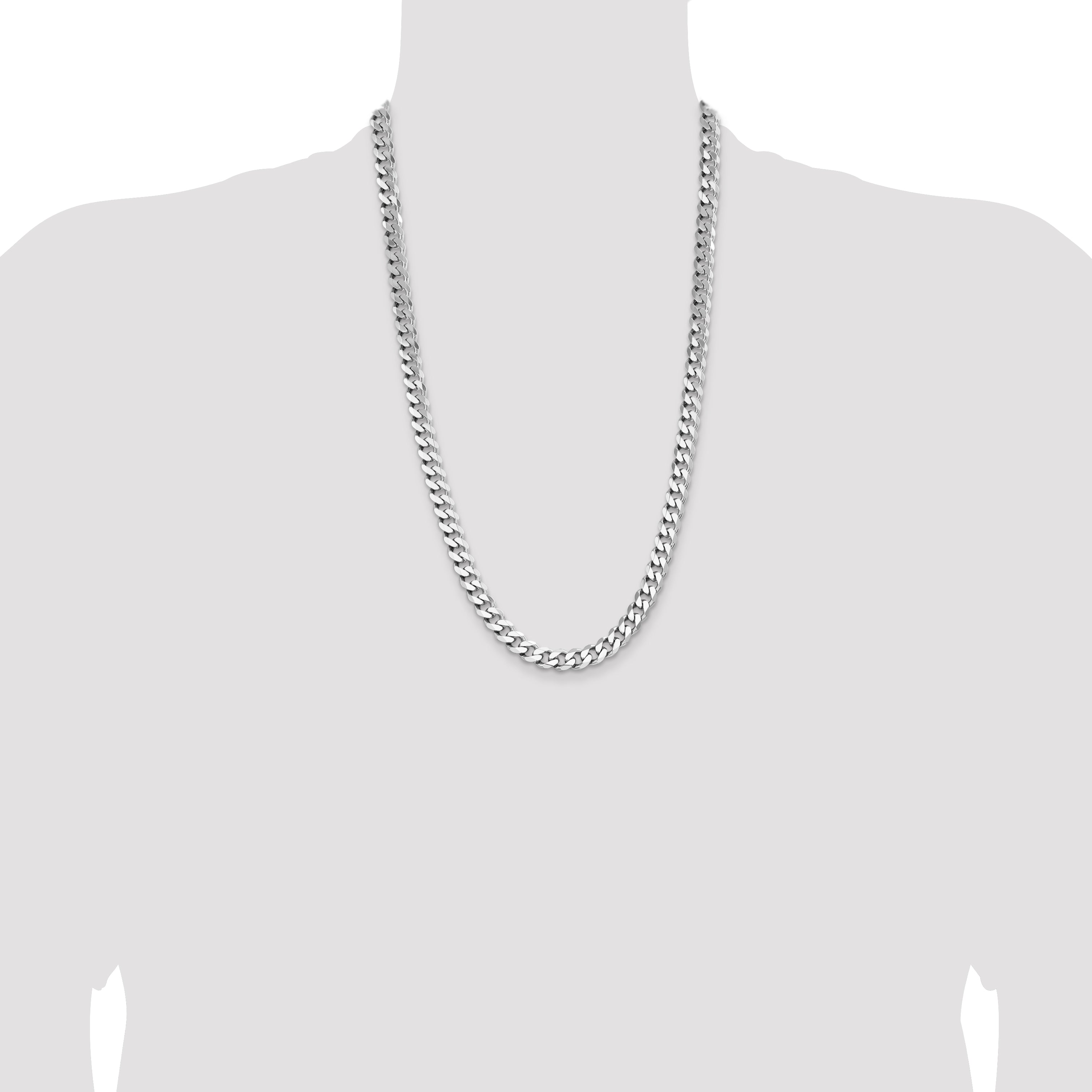 Sterling Silver Rhodium-plated 8mm Curb Chain