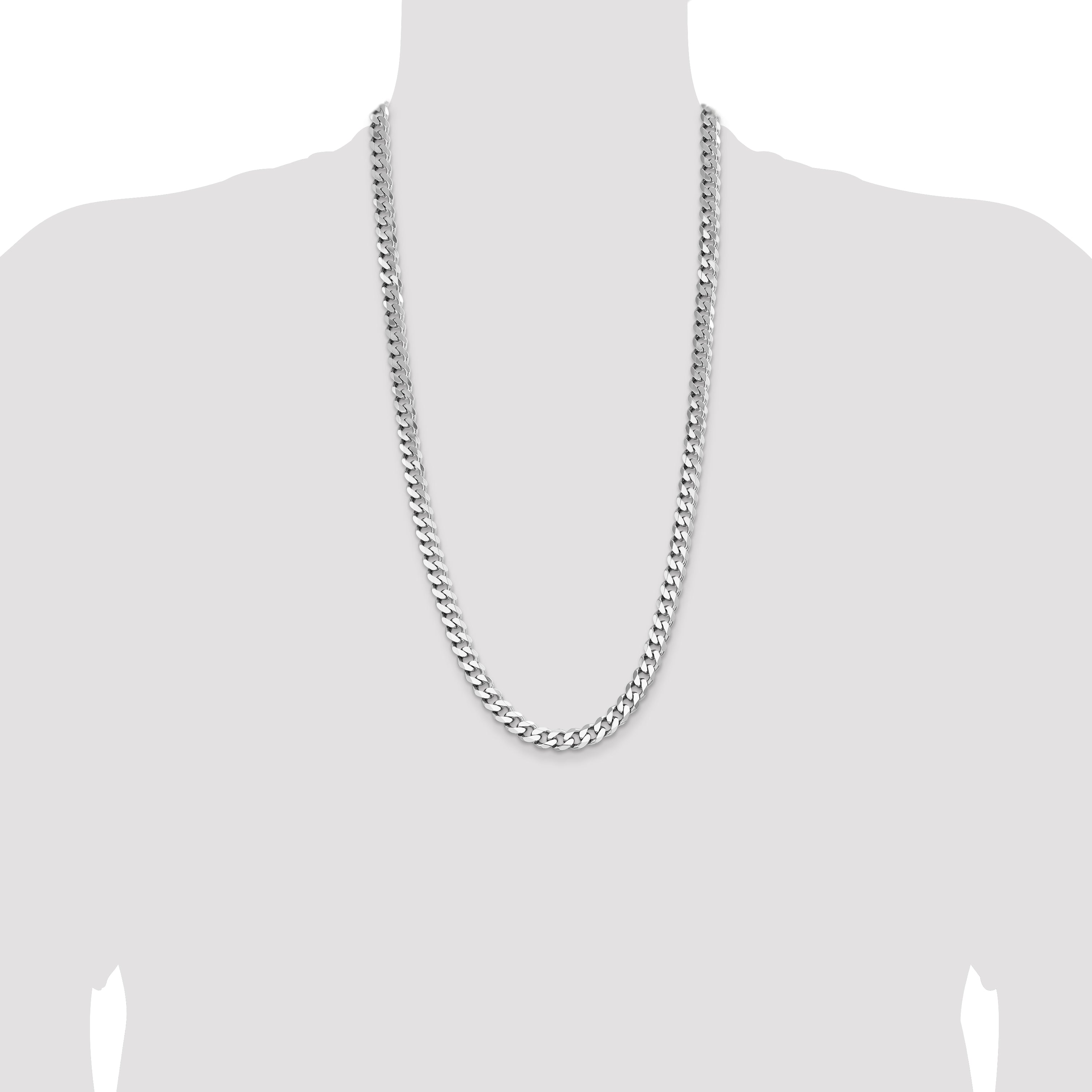 Sterling Silver Rhodium-plated 8mm Curb Chain