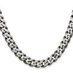 Sterling Silver Antiqued 9mm Curb Chain