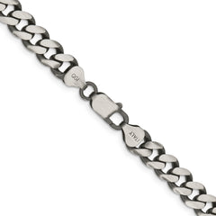 Sterling Silver Antiqued 9mm Curb Chain