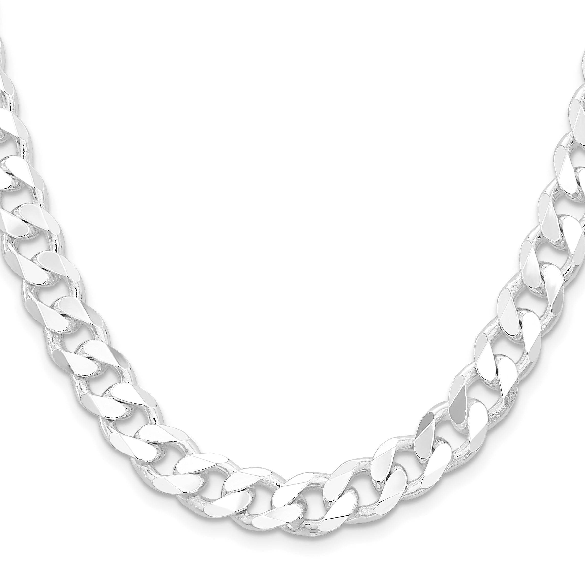 Sterling Silver Rhodium-plated 9mm Curb Chain