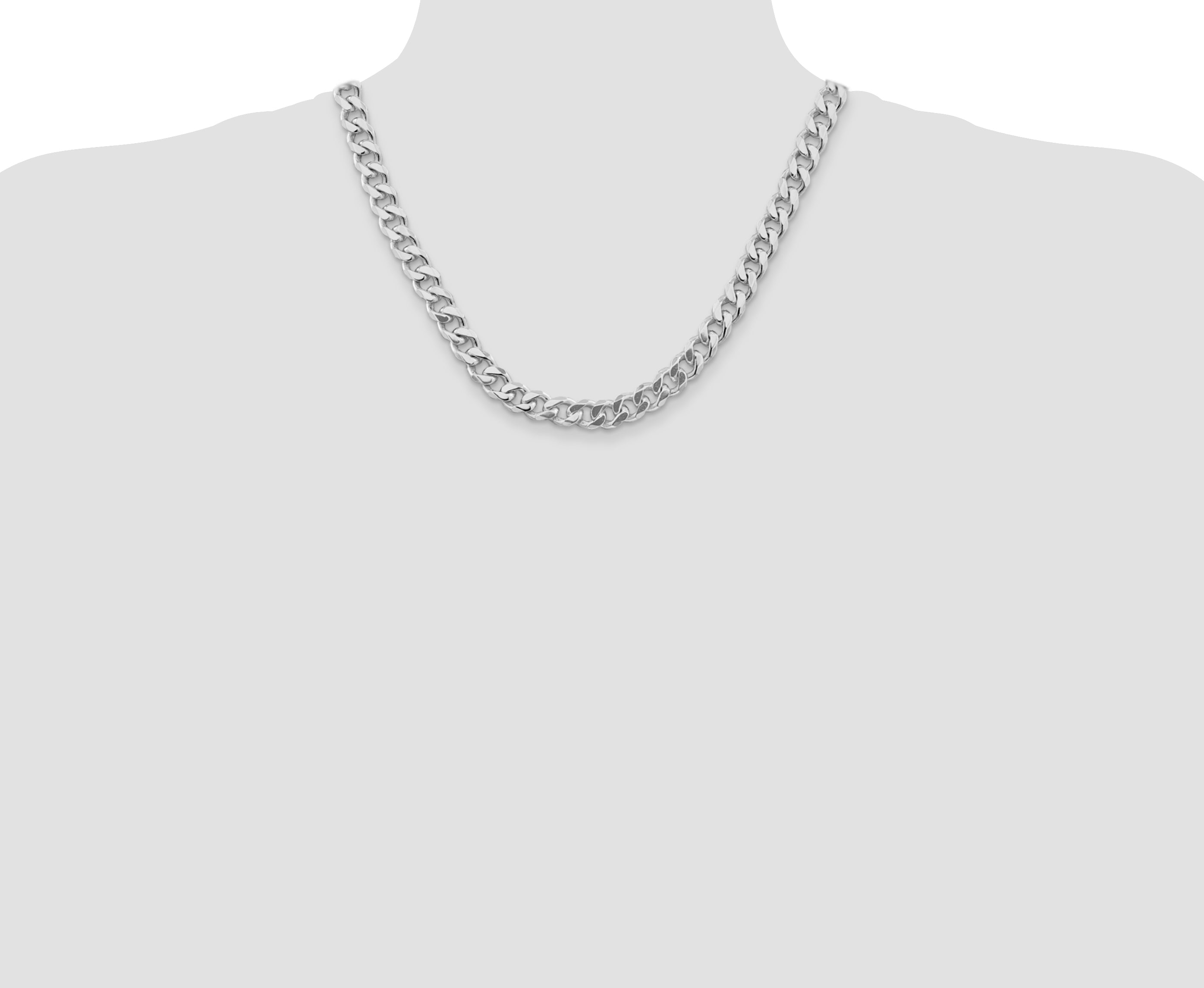 Sterling Silver Rhodium-plated 9mm Curb Chain