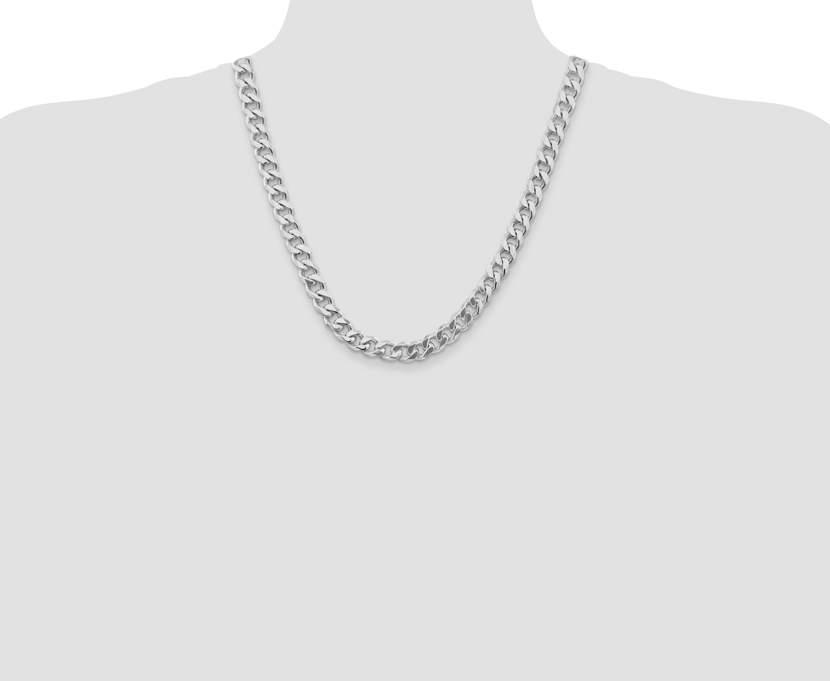 Sterling Silver Rhodium-plated 9mm Curb Chain