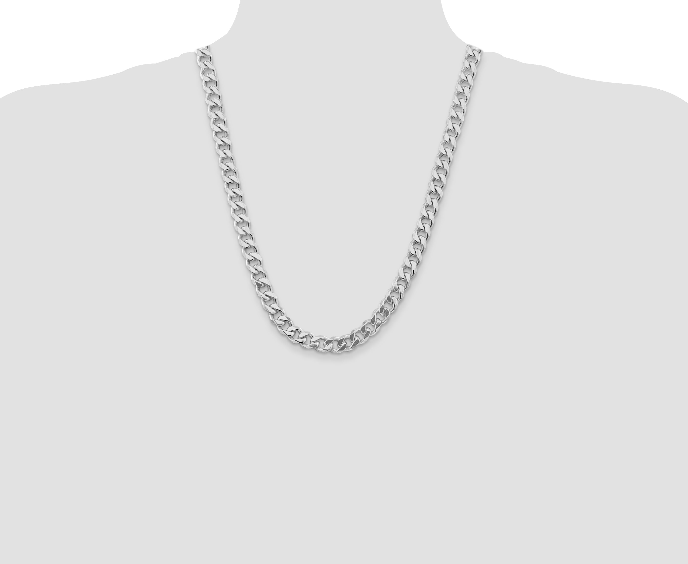 Sterling Silver Rhodium-plated 9mm Curb Chain