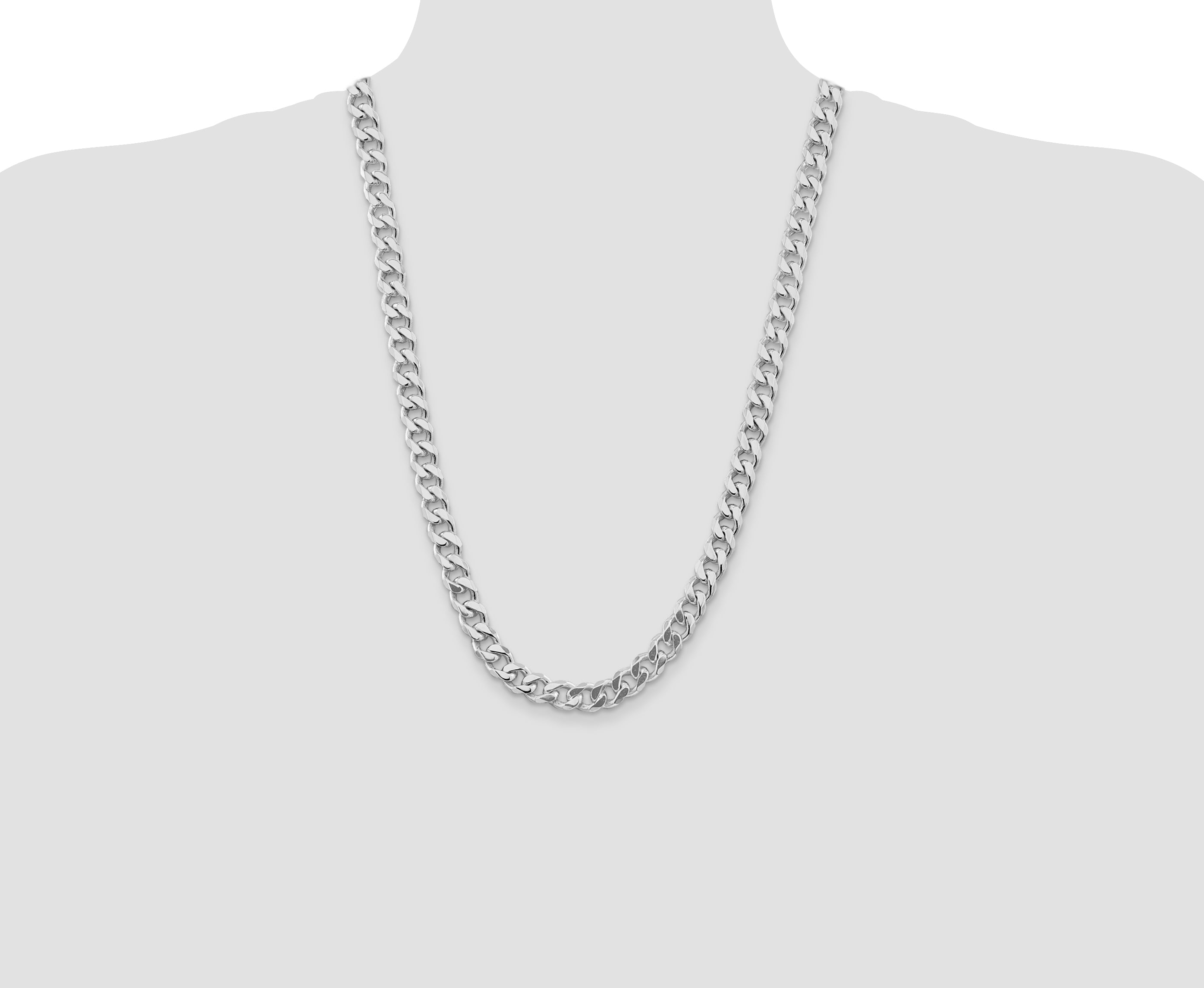 Sterling Silver Rhodium-plated 9mm Curb Chain