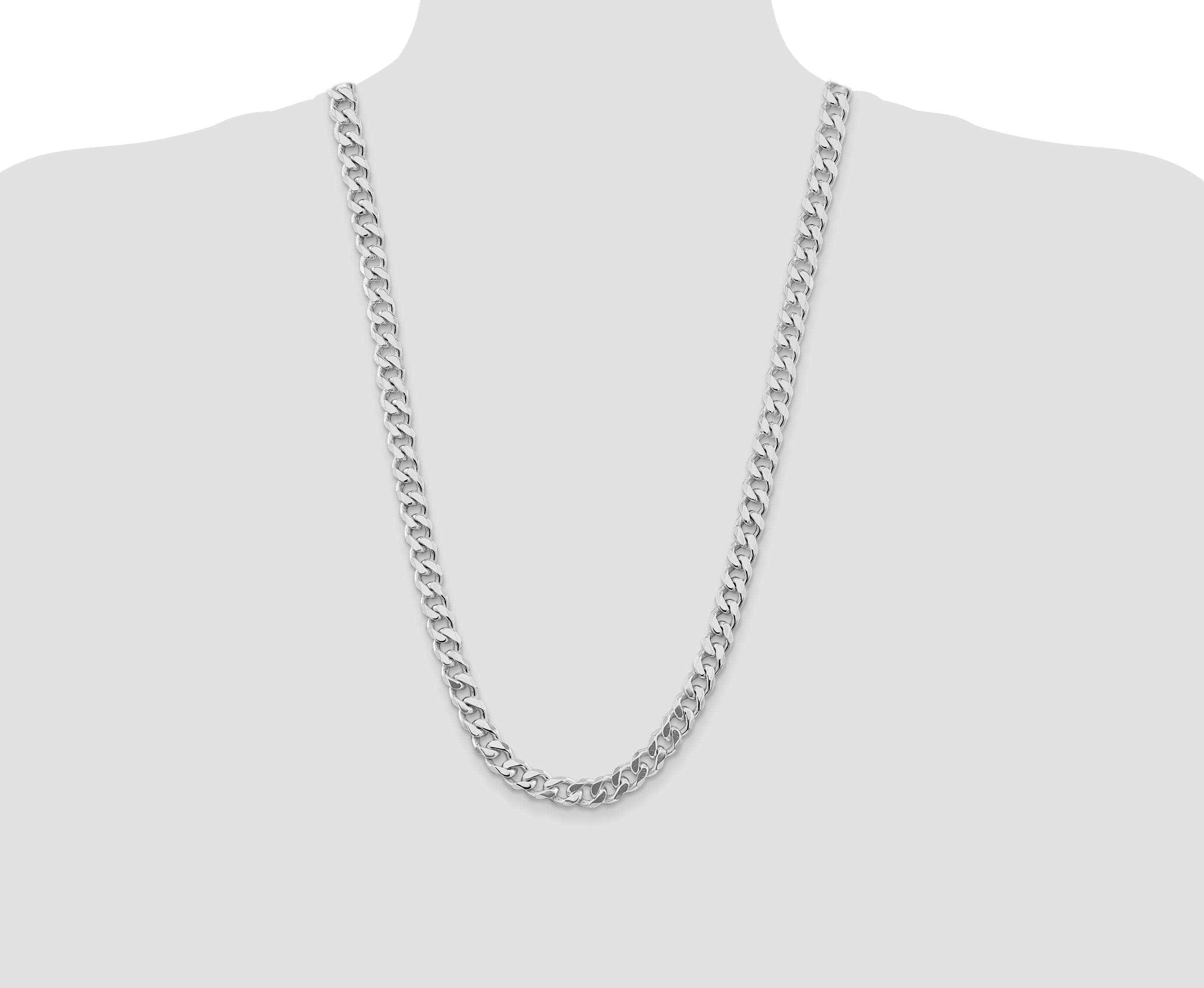 Sterling Silver Rhodium-plated 9mm Curb Chain