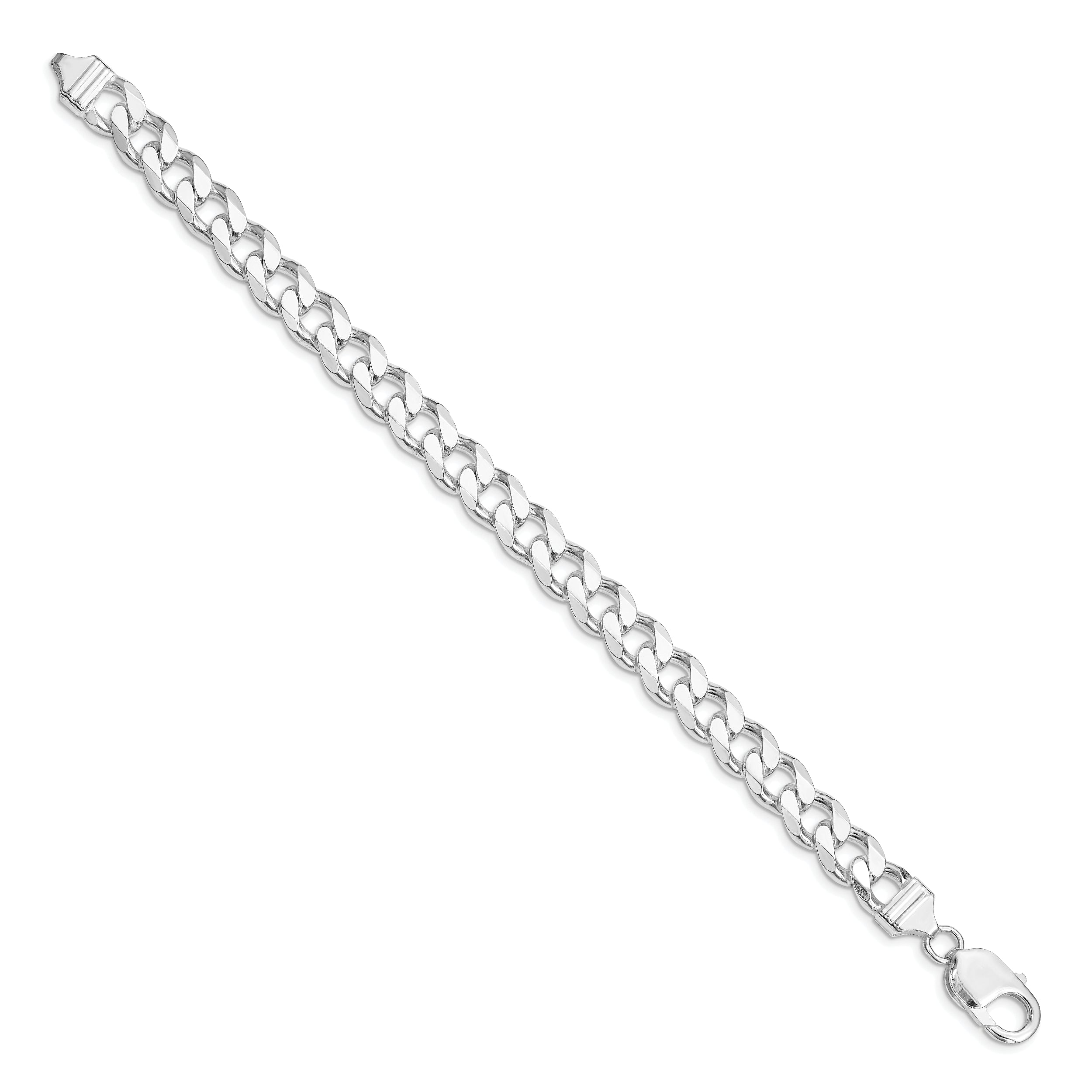 Sterling Silver Rhodium-plated 9mm Curb Chain