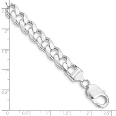 Sterling Silver Rhodium-plated 9mm Curb Chain