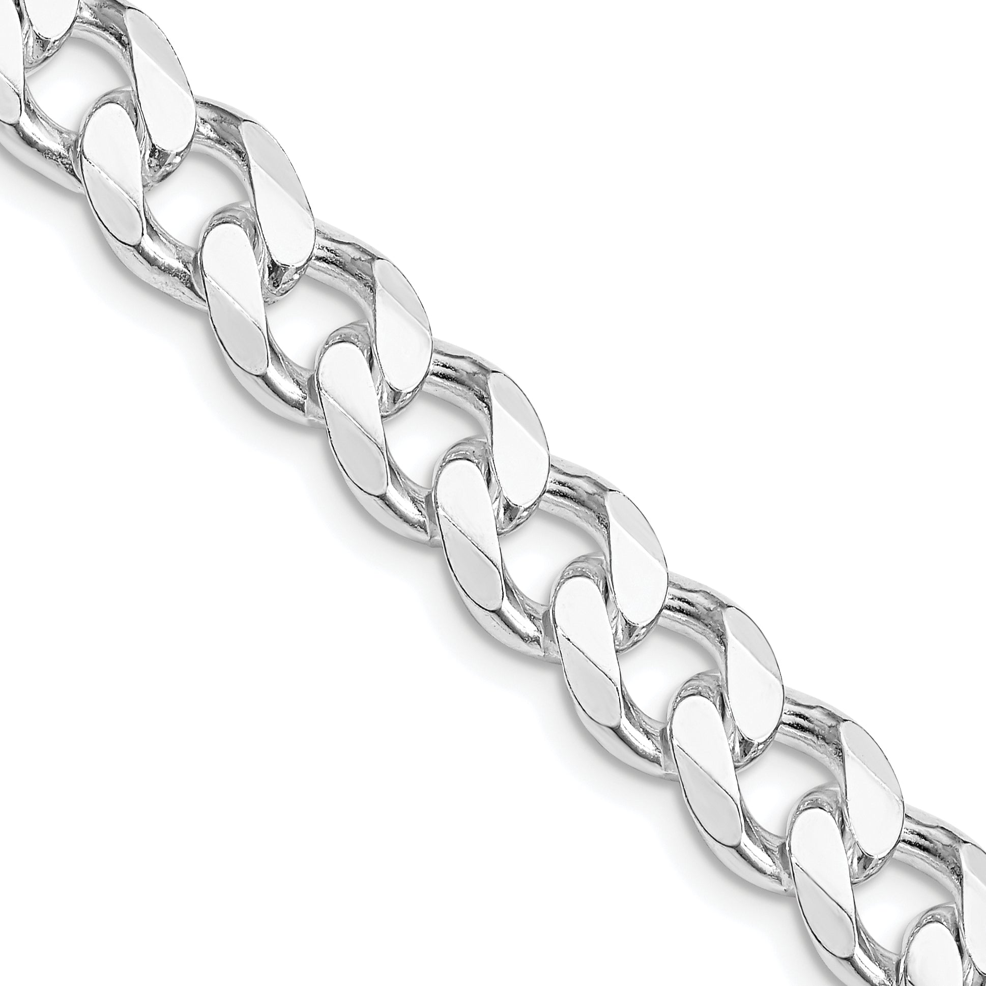 Sterling Silver Rhodium-plated 9mm Curb Chain