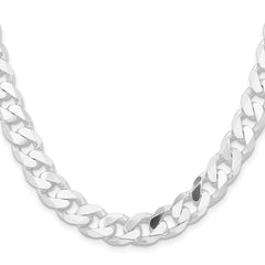 Sterling Silver Rhodium-plated 11mm Curb Chain