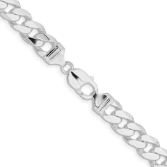 Sterling Silver Rhodium-plated 11mm Curb Chain