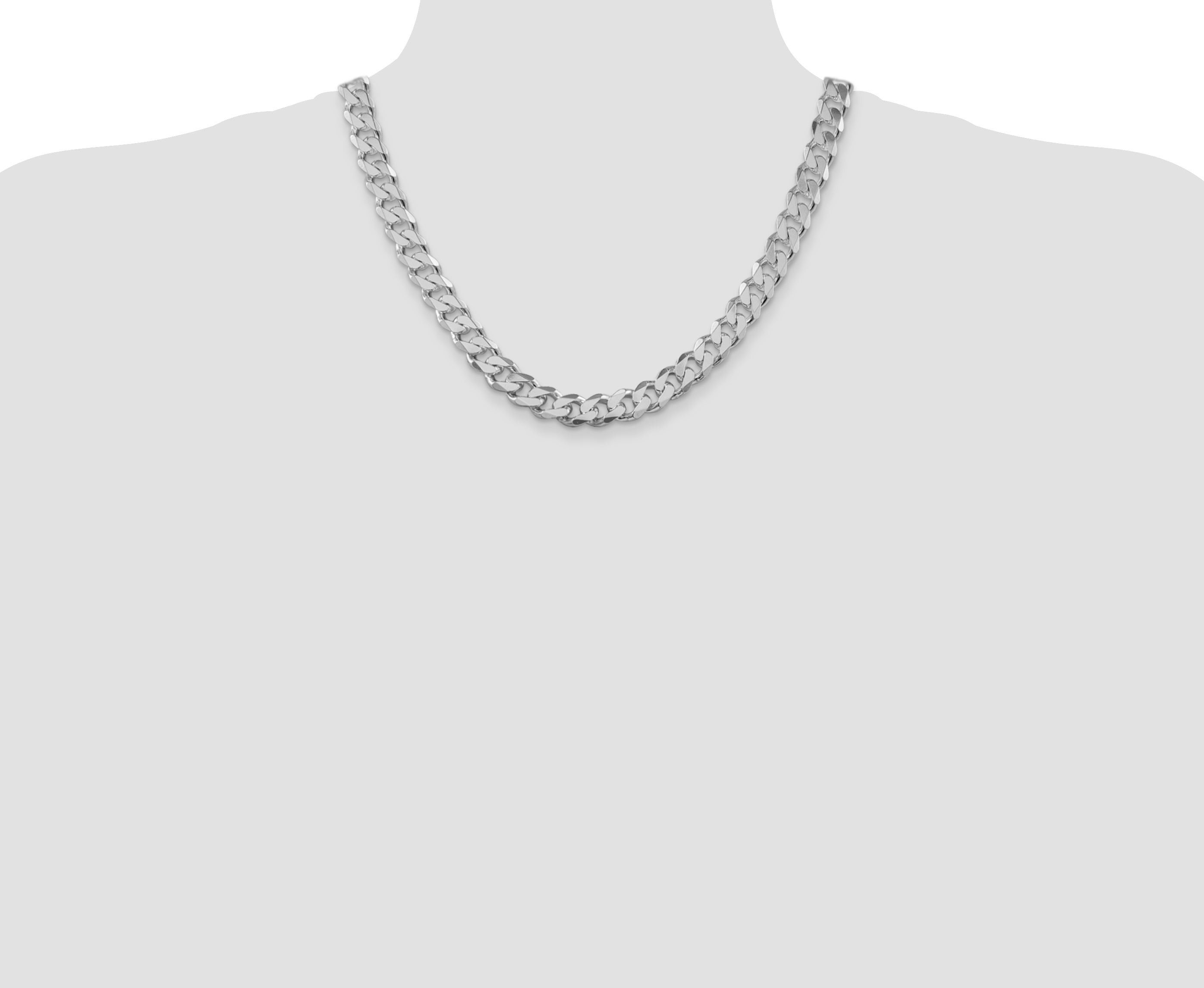 Sterling Silver Rhodium-plated 11mm Curb Chain