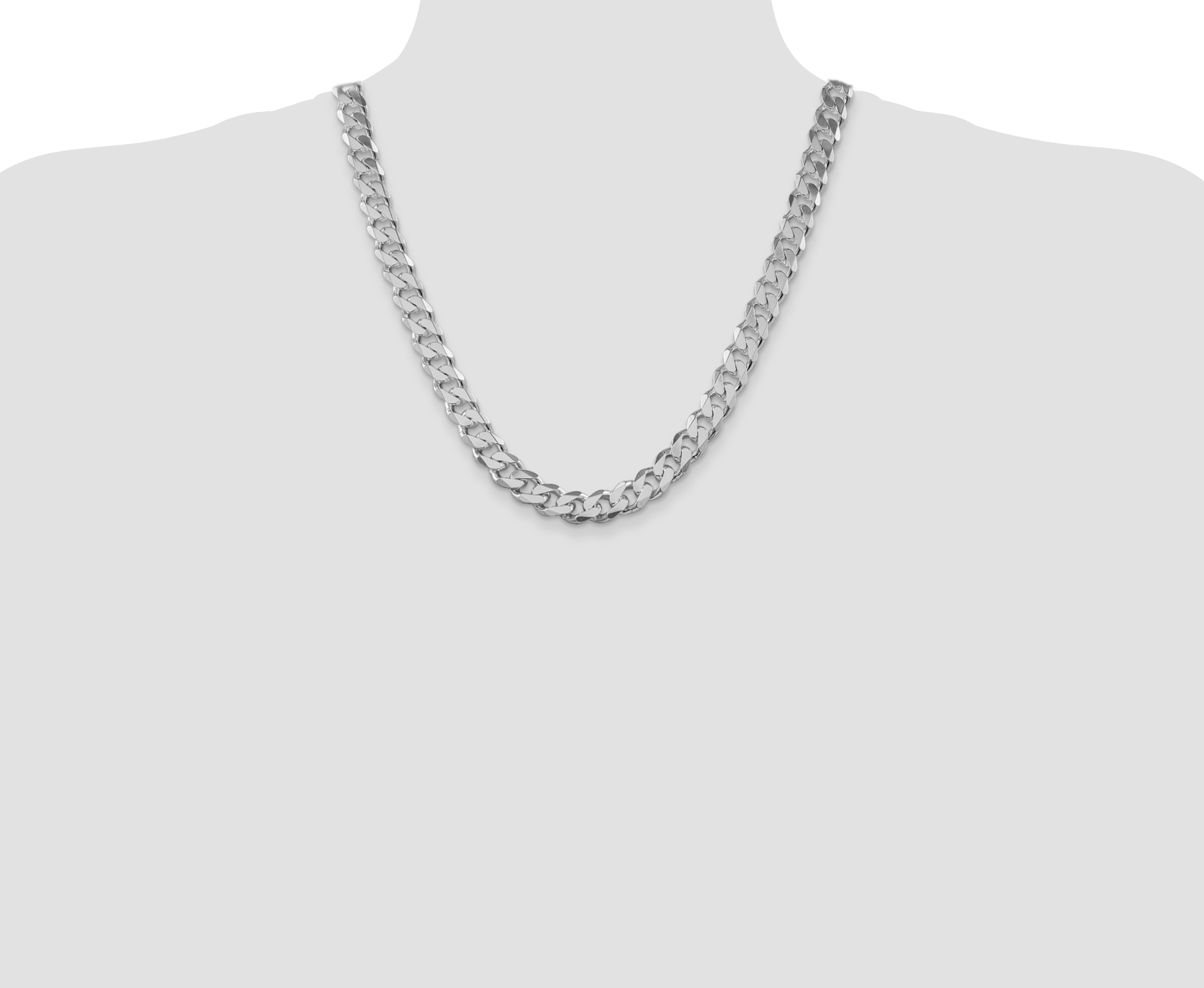 Sterling Silver Rhodium-plated 11mm Curb Chain