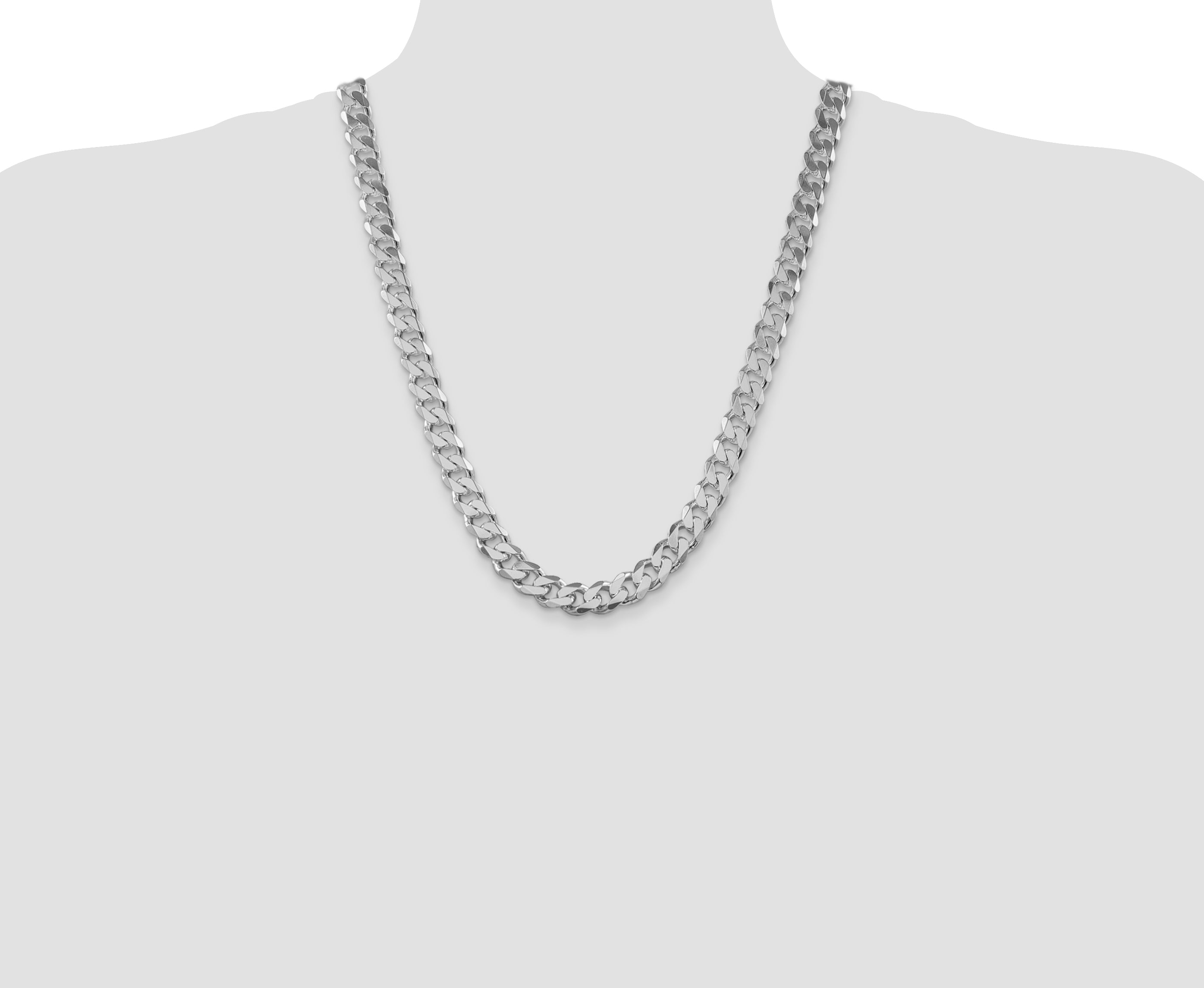 Sterling Silver Rhodium-plated 11mm Curb Chain