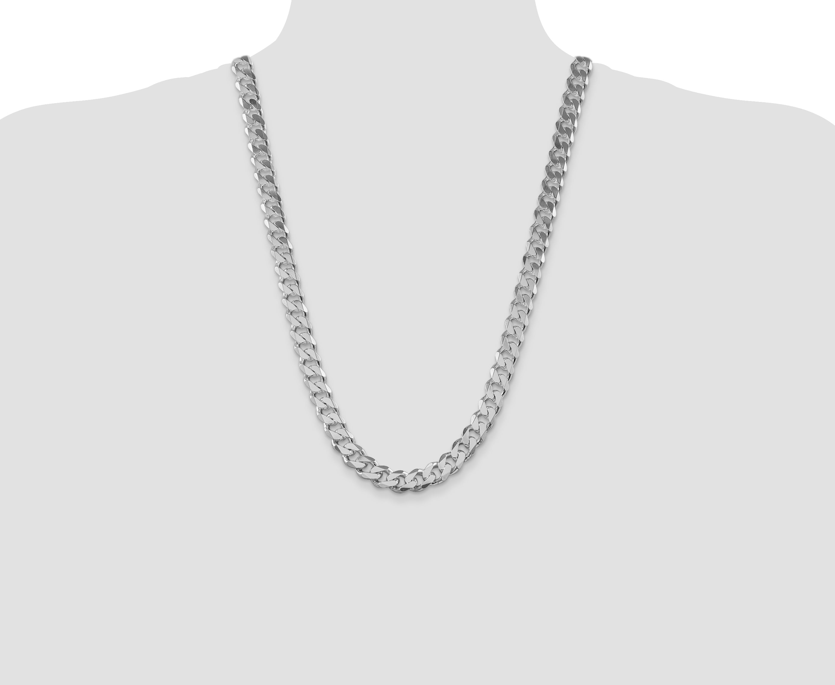 Sterling Silver Rhodium-plated 11mm Curb Chain