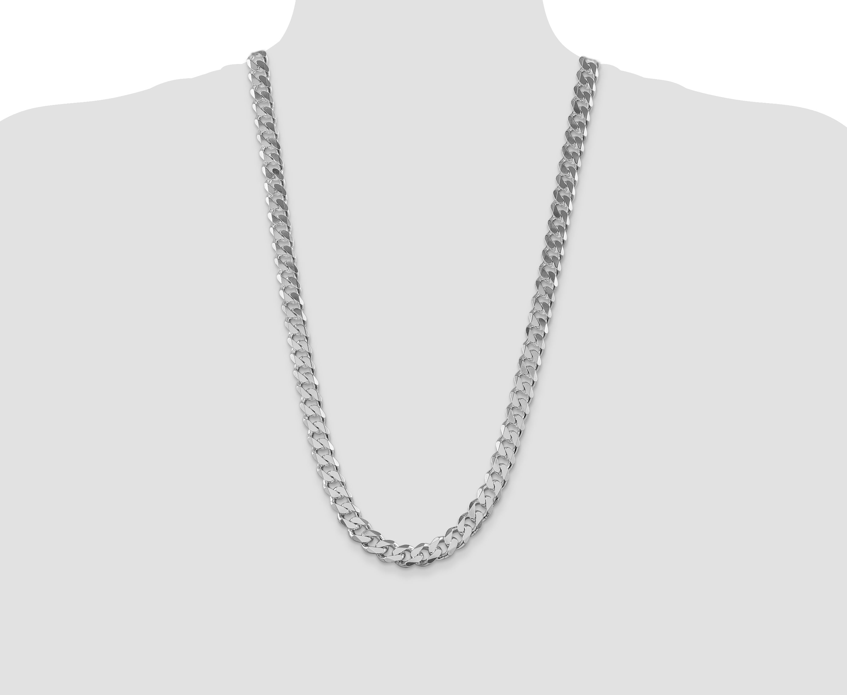 Sterling Silver Rhodium-plated 11mm Curb Chain