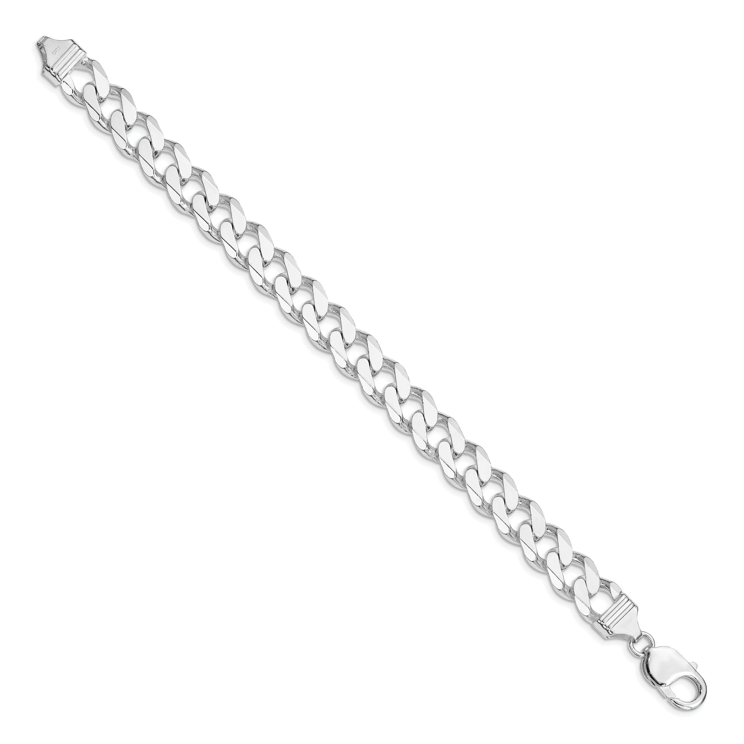 Sterling Silver Rhodium-plated 11mm Curb Chain