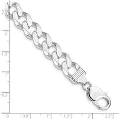 Sterling Silver Rhodium-plated 11mm Curb Chain