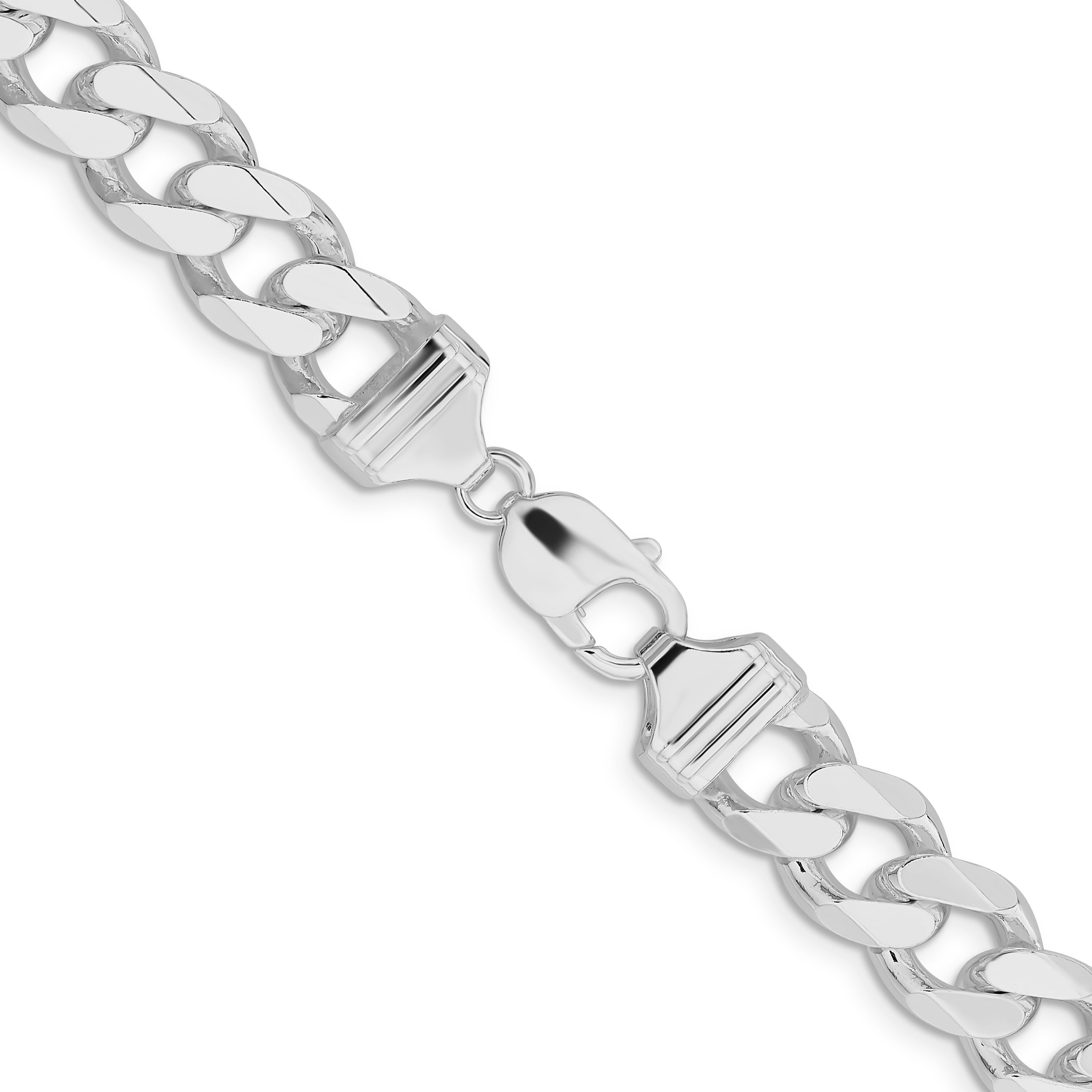 Sterling Silver Rhodium-plated 13mm Curb Chain