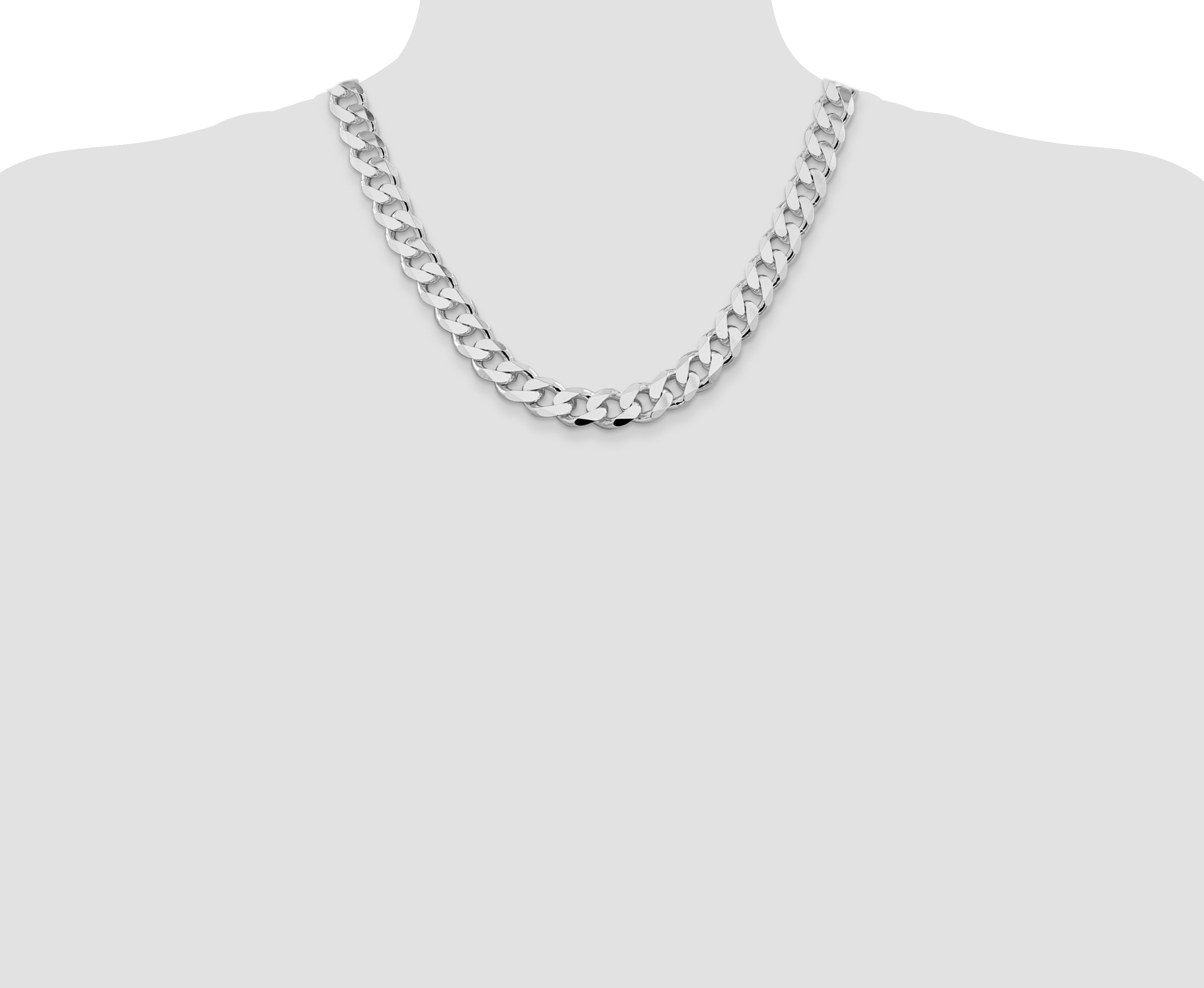 Sterling Silver Rhodium-plated 13mm Curb Chain