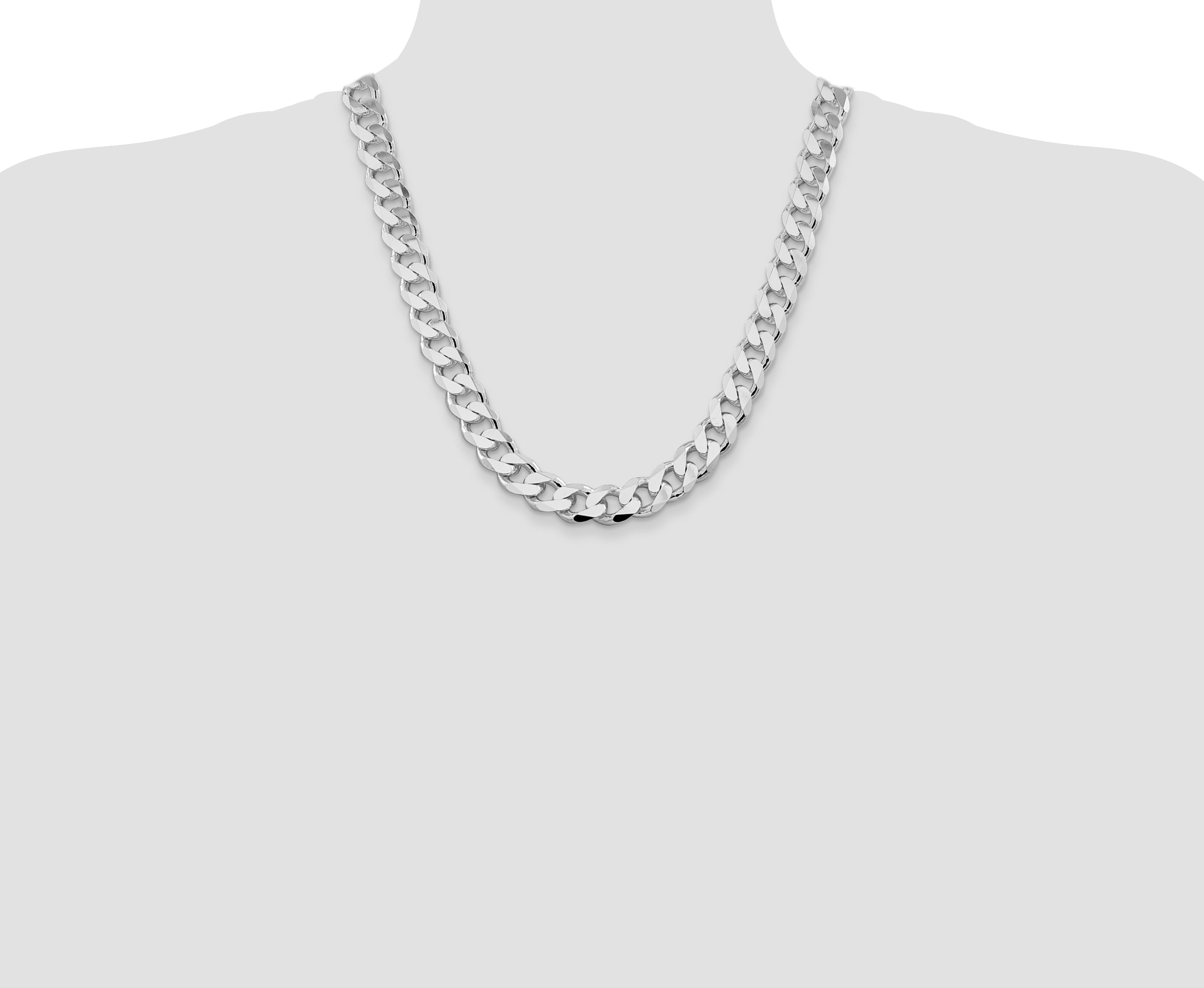 Sterling Silver Rhodium-plated 13mm Curb Chain