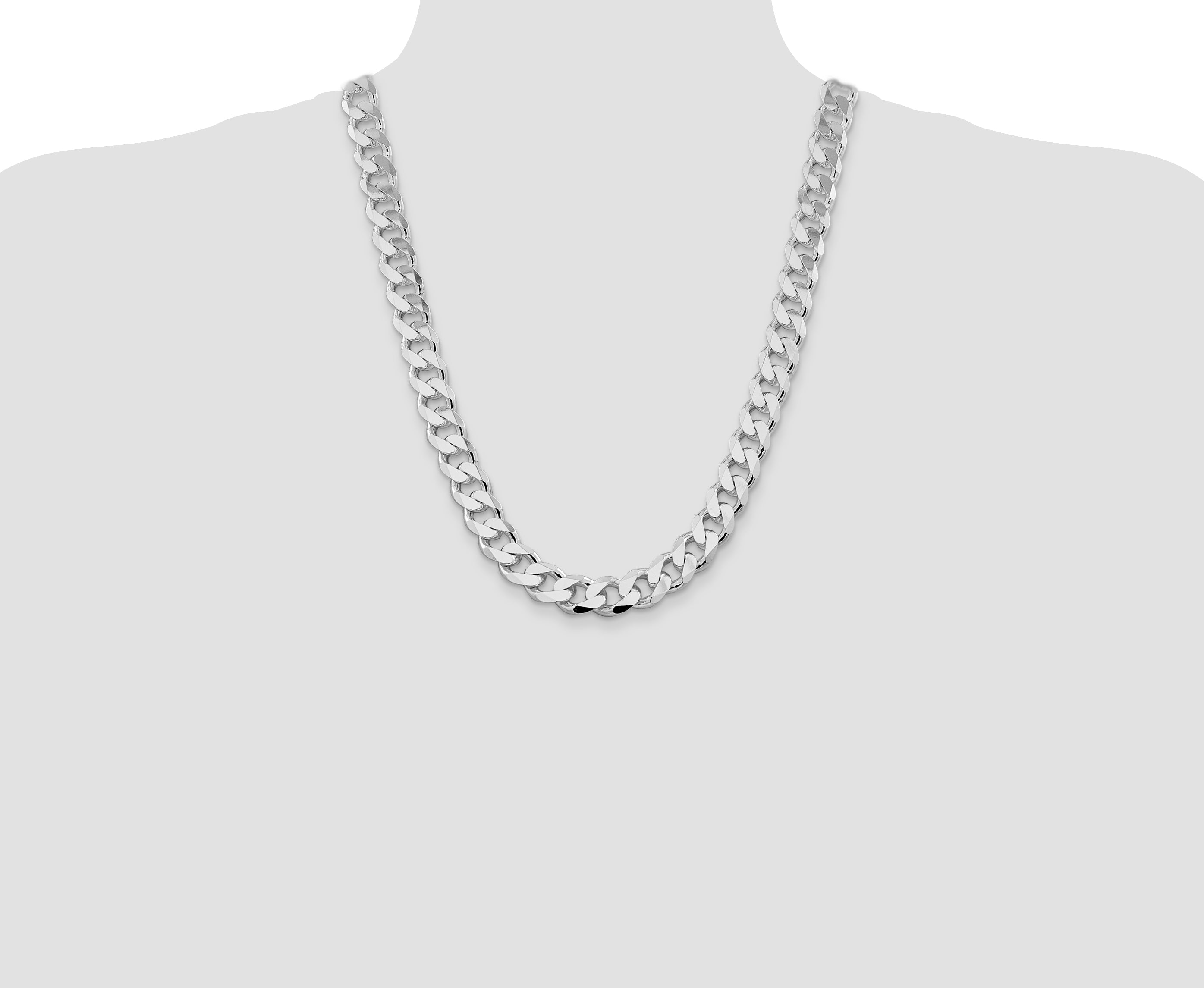 Sterling Silver Rhodium-plated 13mm Curb Chain