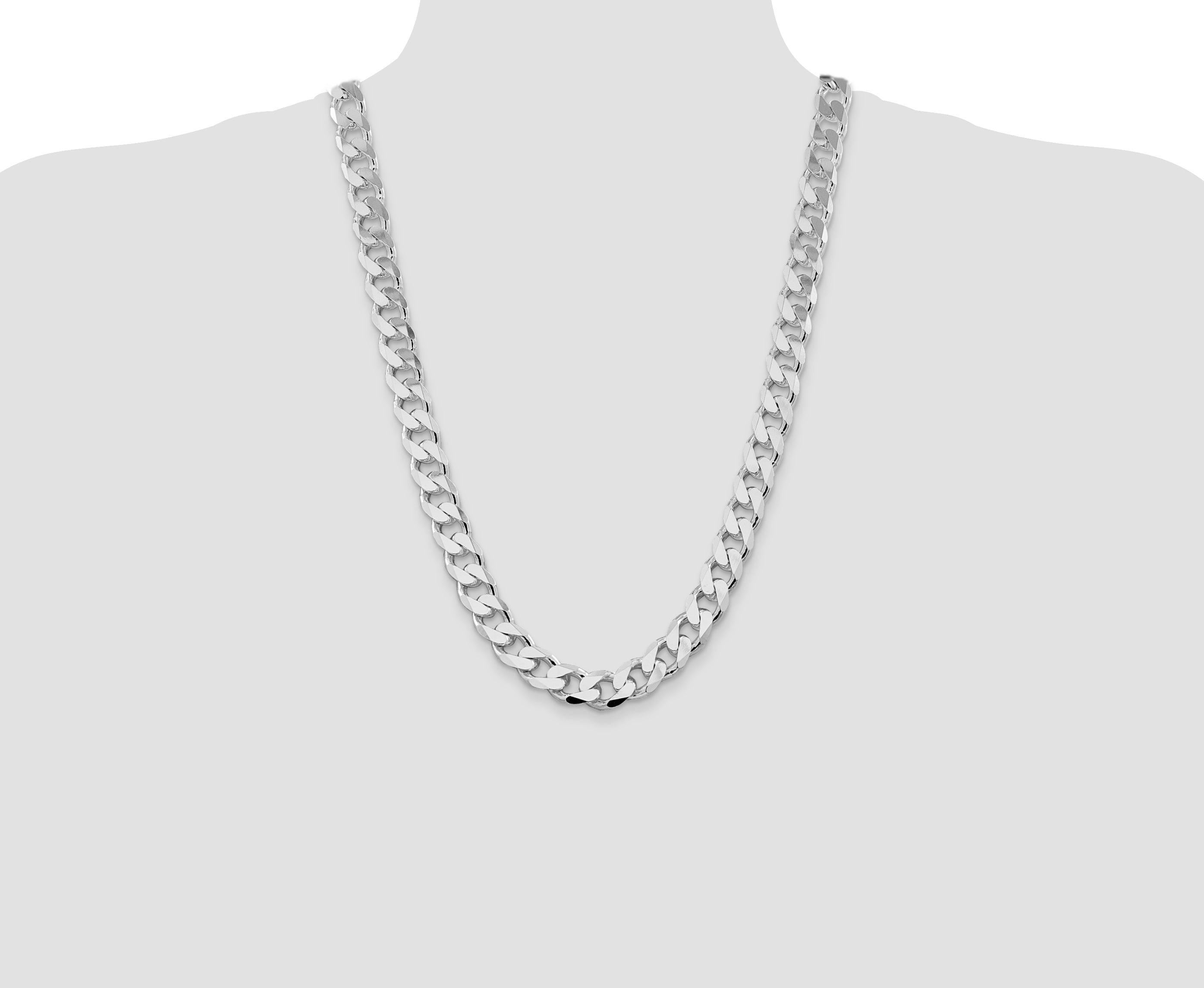 Sterling Silver Rhodium-plated 13mm Curb Chain