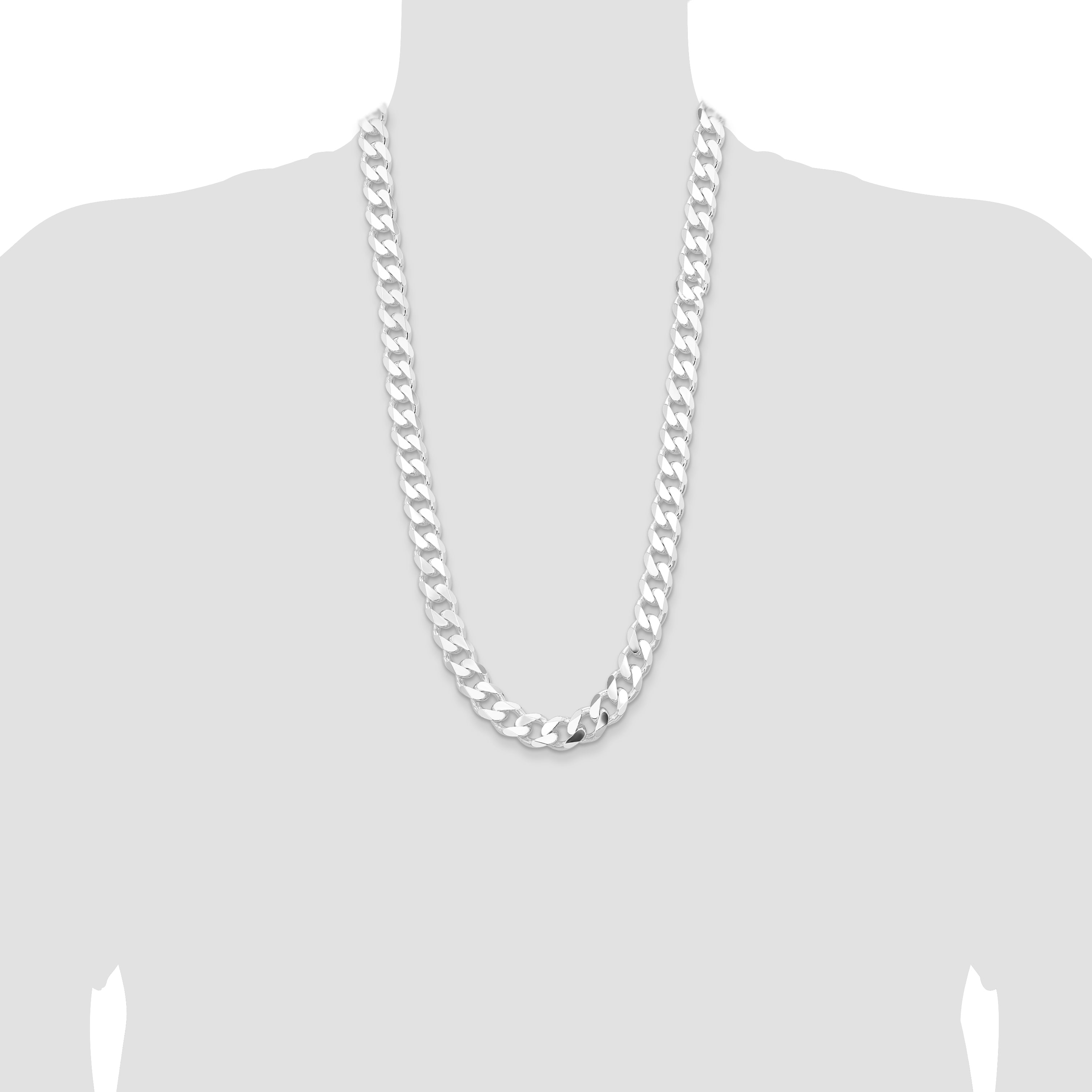 Sterling Silver Rhodium-plated 13mm Curb Chain