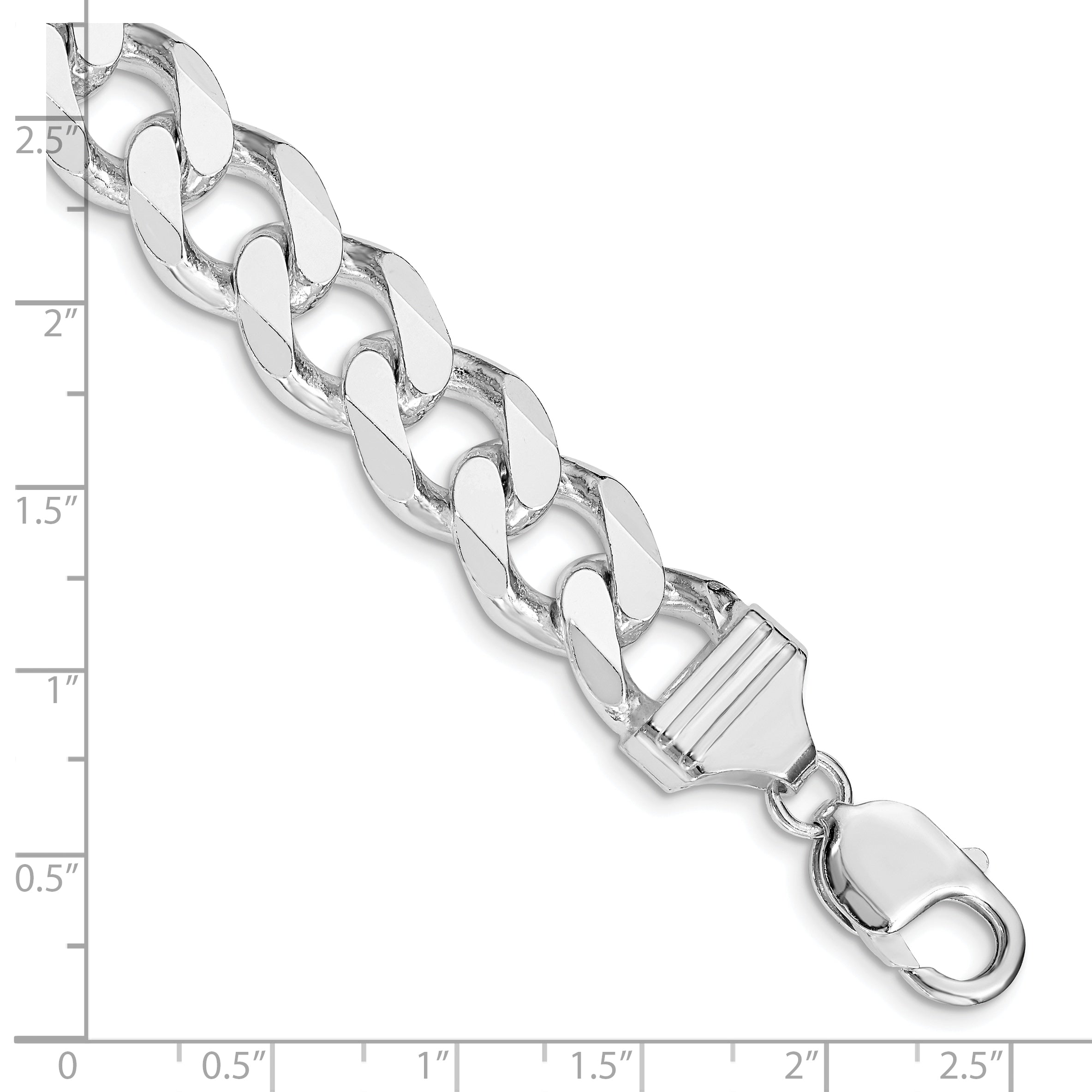 Sterling Silver Rhodium-plated 13mm Curb Chain