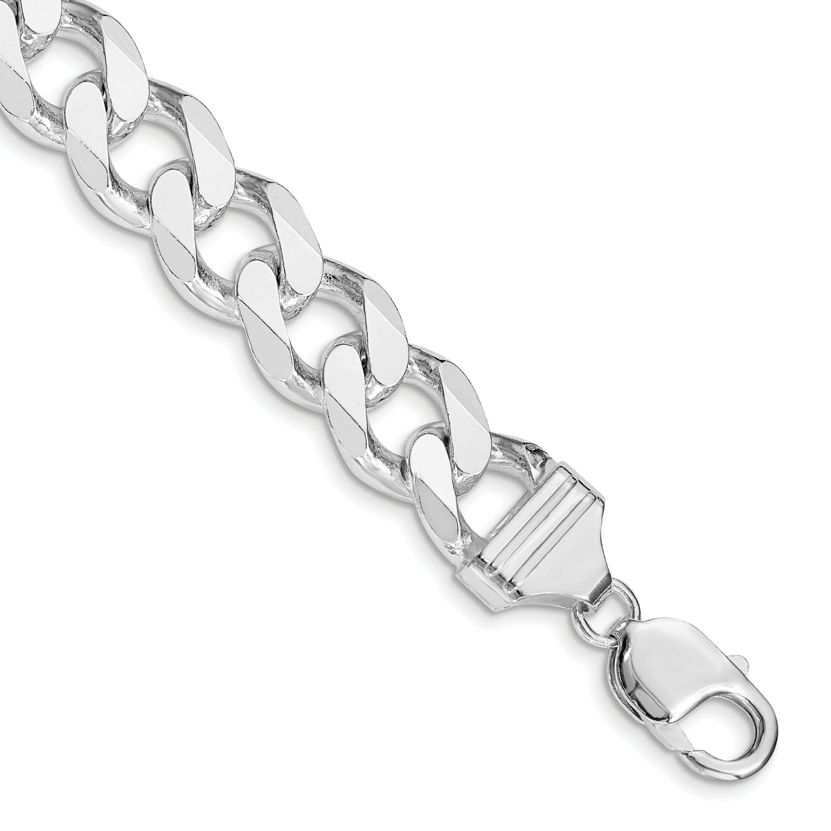 Sterling Silver Rhodium-plated 13mm Curb Chain