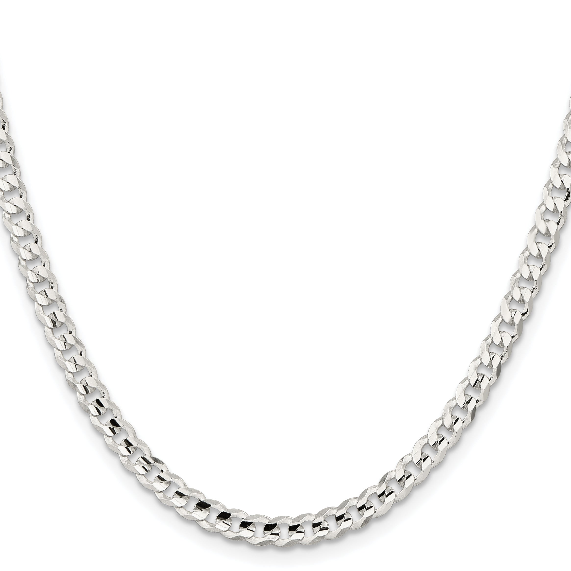 Sterling Silver 4.5mm Concave Beveled Curb Chain