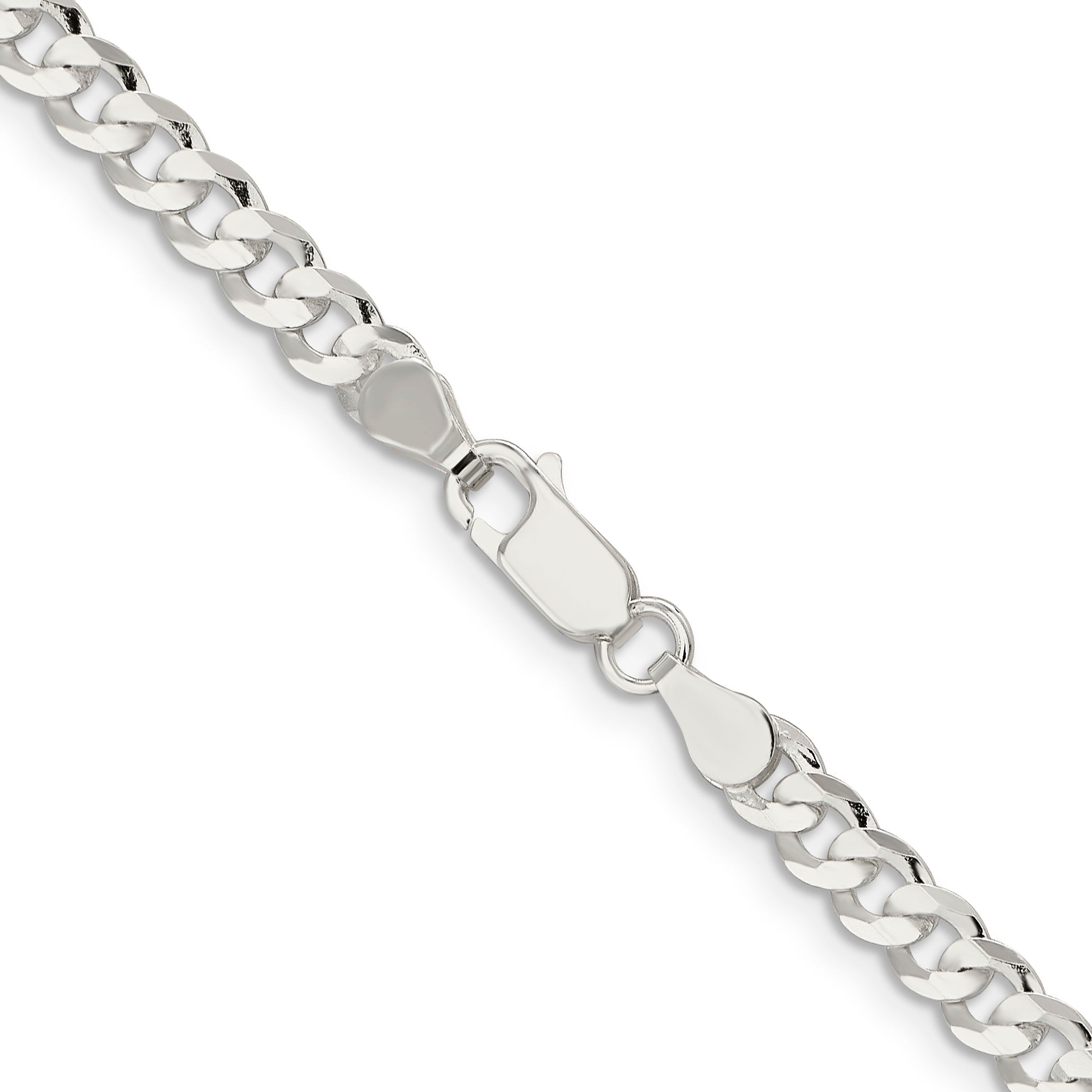 Sterling Silver 4.5mm Concave Beveled Curb Chain