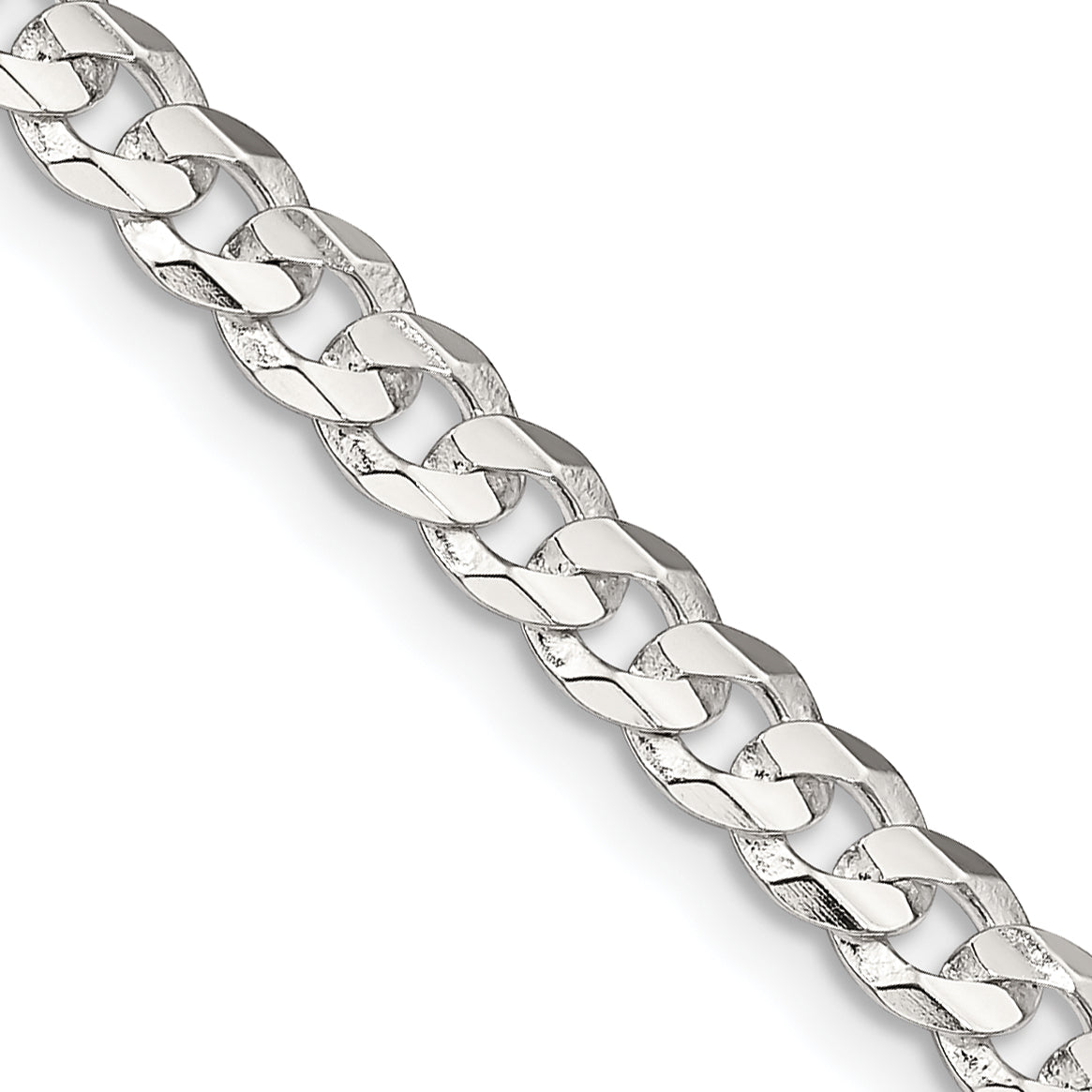 Sterling Silver 4.5mm Concave Beveled Curb Chain