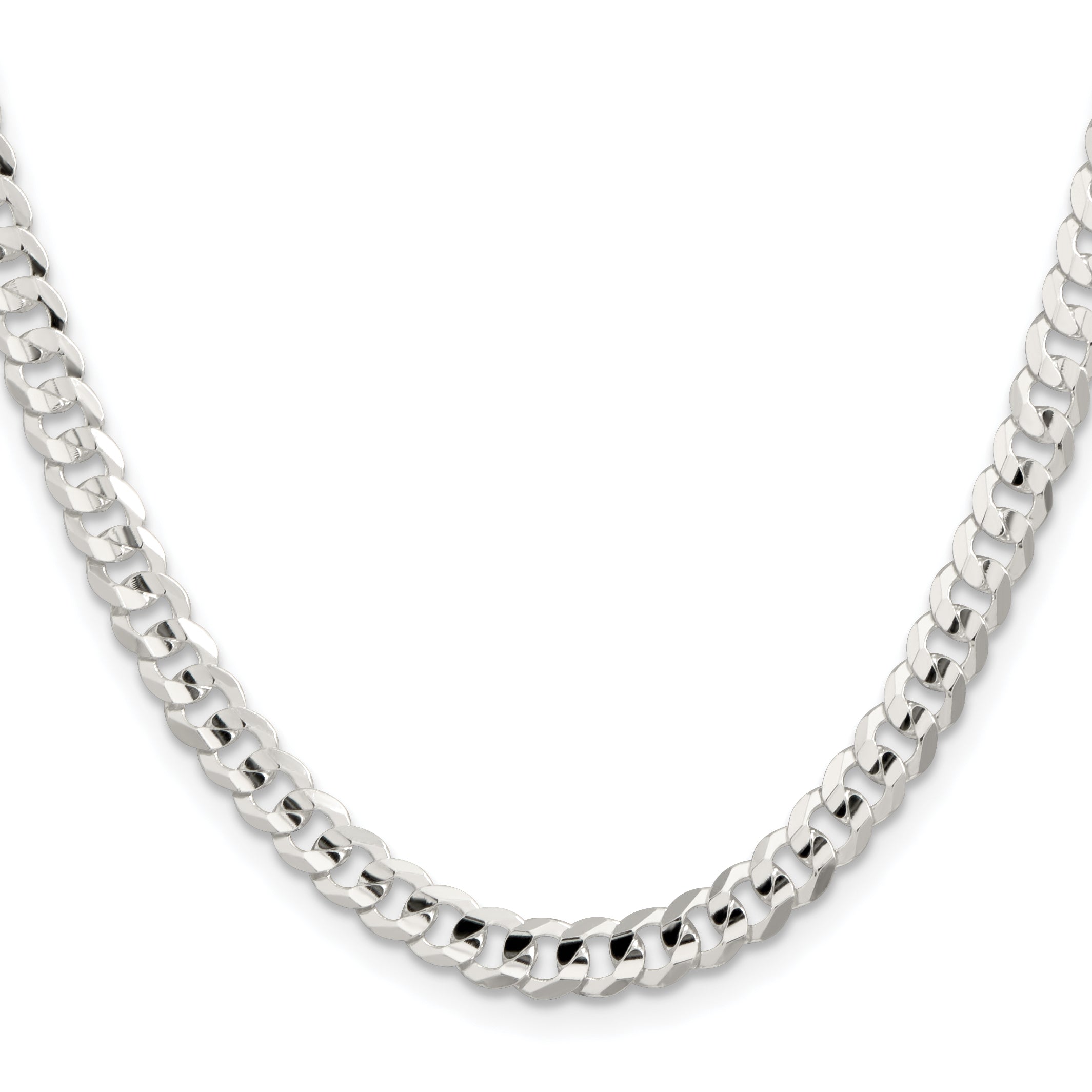 Sterling Silver 5.65mm Concave Beveled Curb Chain