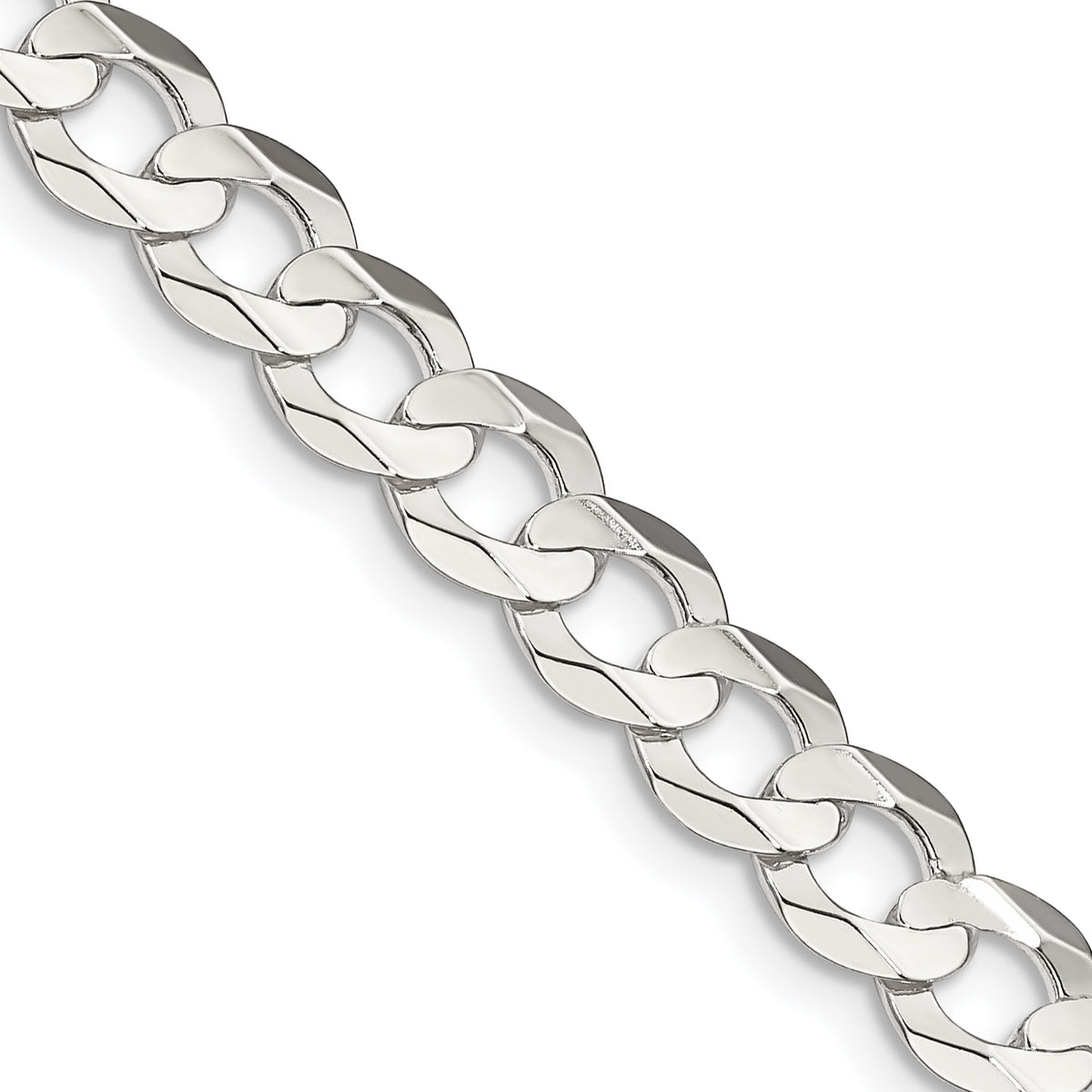 Sterling Silver 6.75mm Concave Beveled Curb Chain