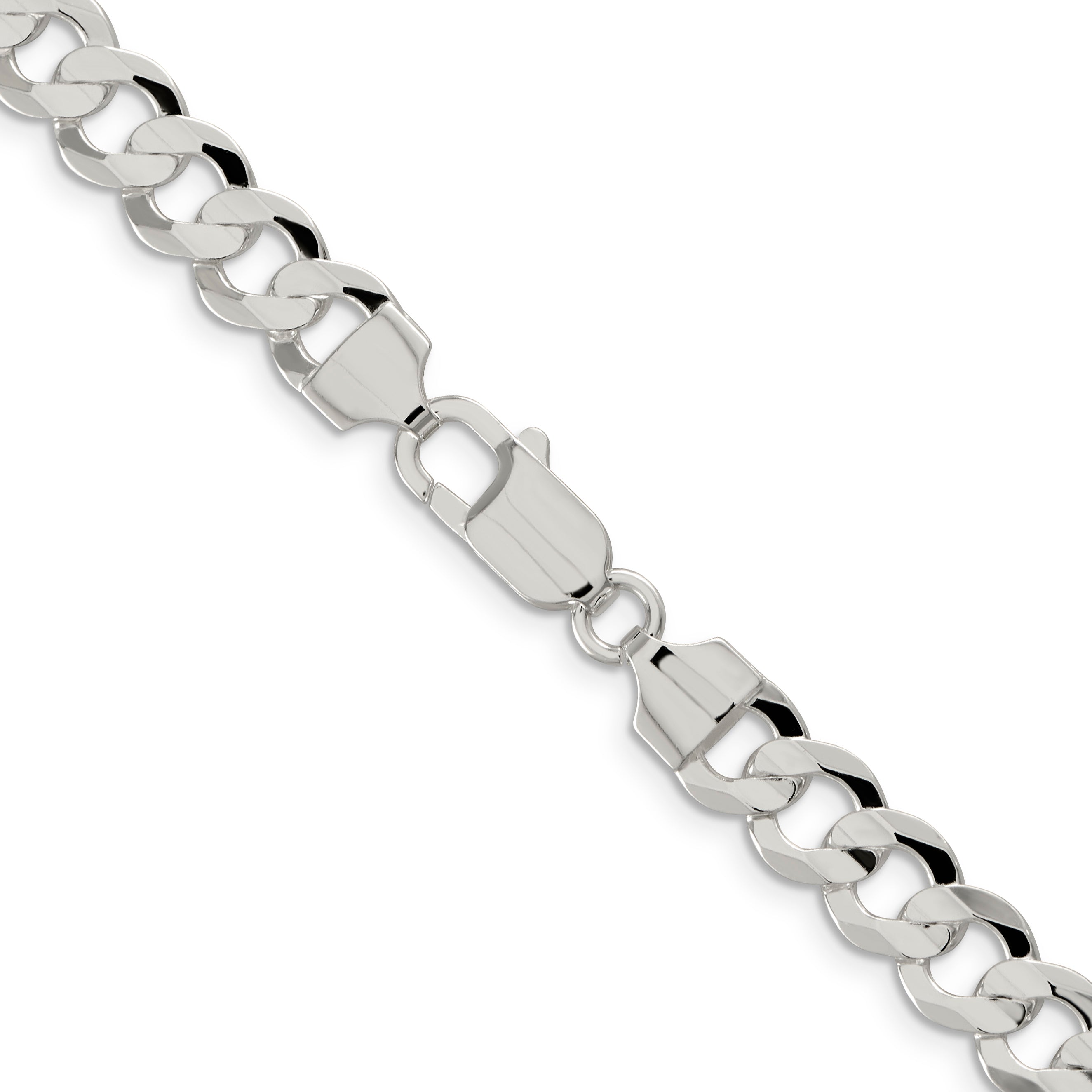 Sterling Silver 8mm Concave Beveled Curb Chain