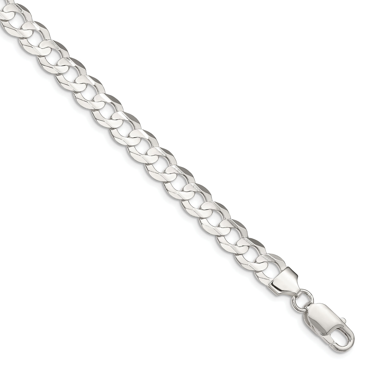 Sterling Silver 8.0mm Concave Beveled Curb Chain