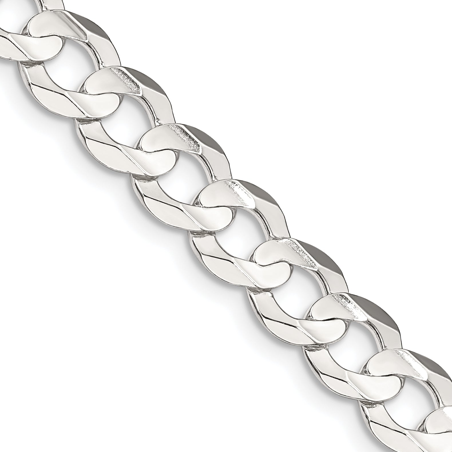 Sterling Silver 8mm Concave Beveled Curb Chain