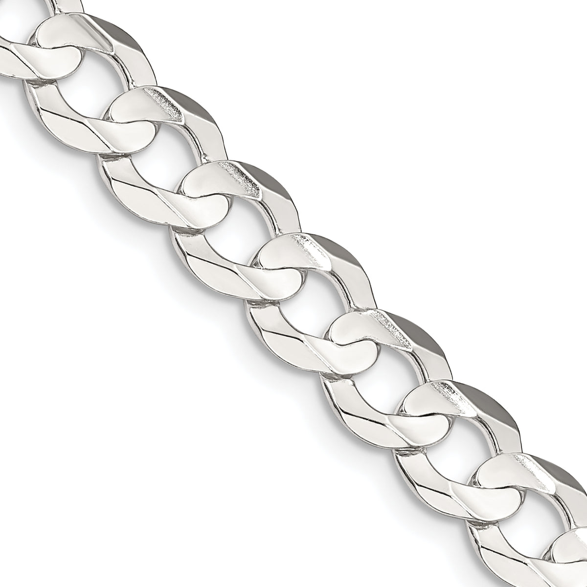 Sterling Silver 8mm Concave Beveled Curb Chain