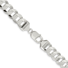 Sterling Silver 11.9mm Concave Beveled Curb Chain